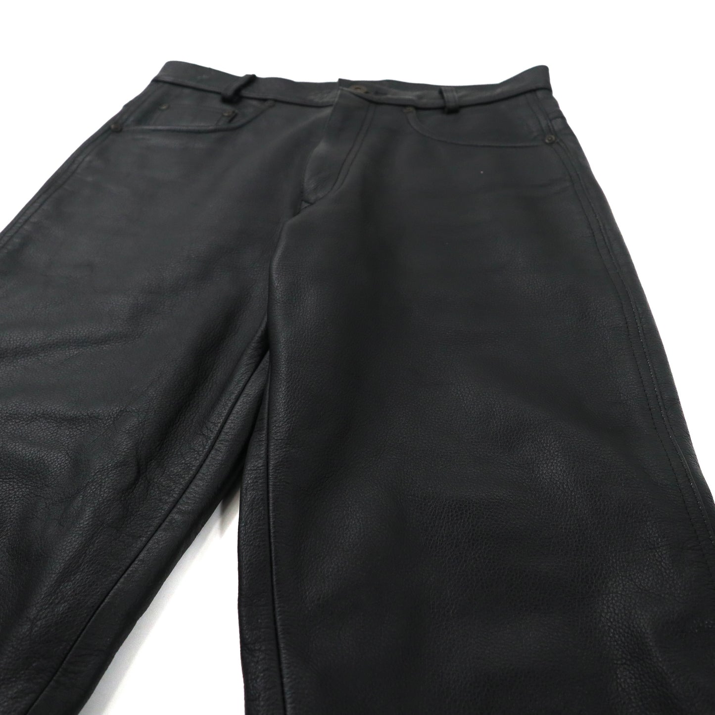 Cowhide Leather Pants レザーパンツ M ブラック 牛革 ジッパーフライ