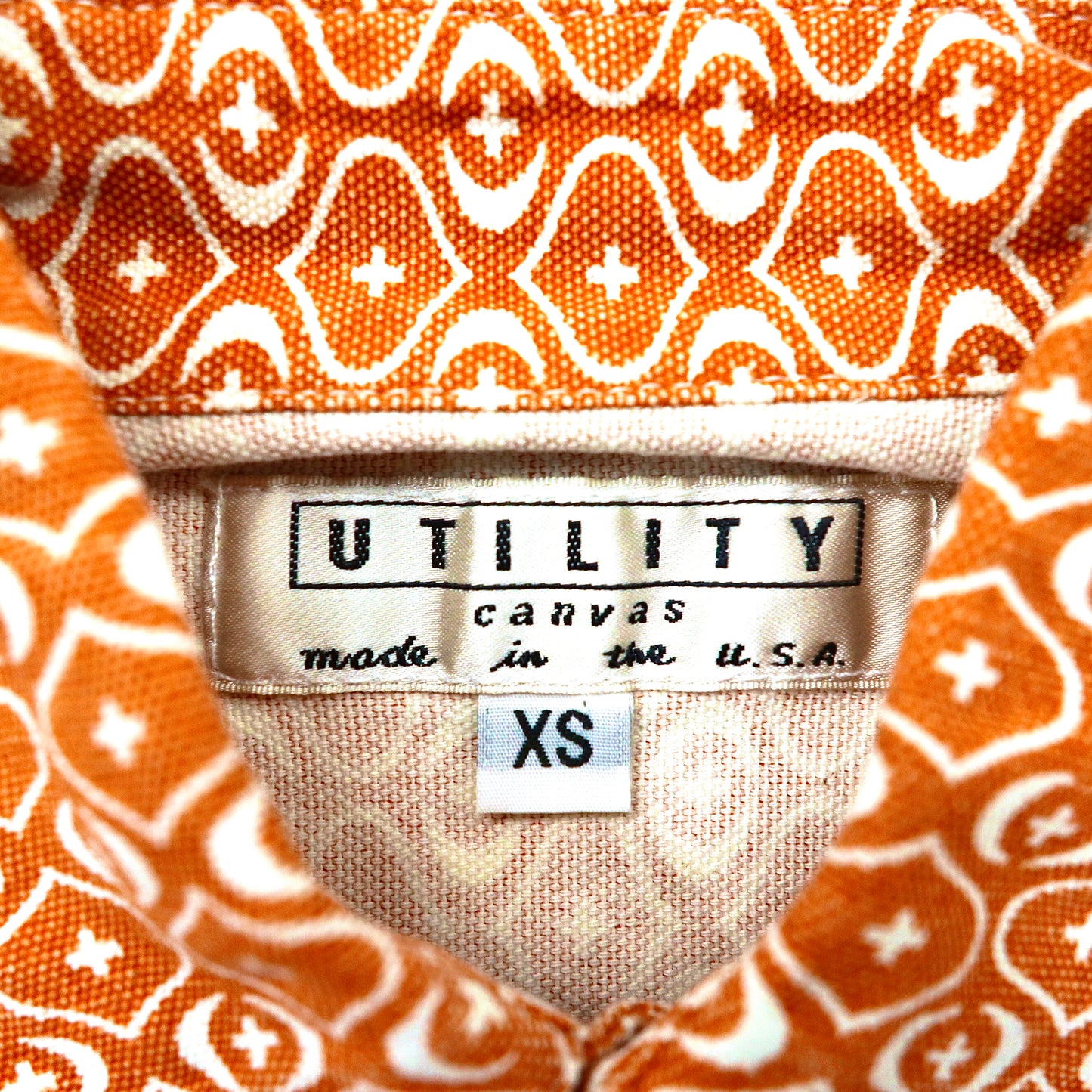 UTILITY Canvas 半袖シャツ XS オレンジ コットン 総柄 上野商会 USA製