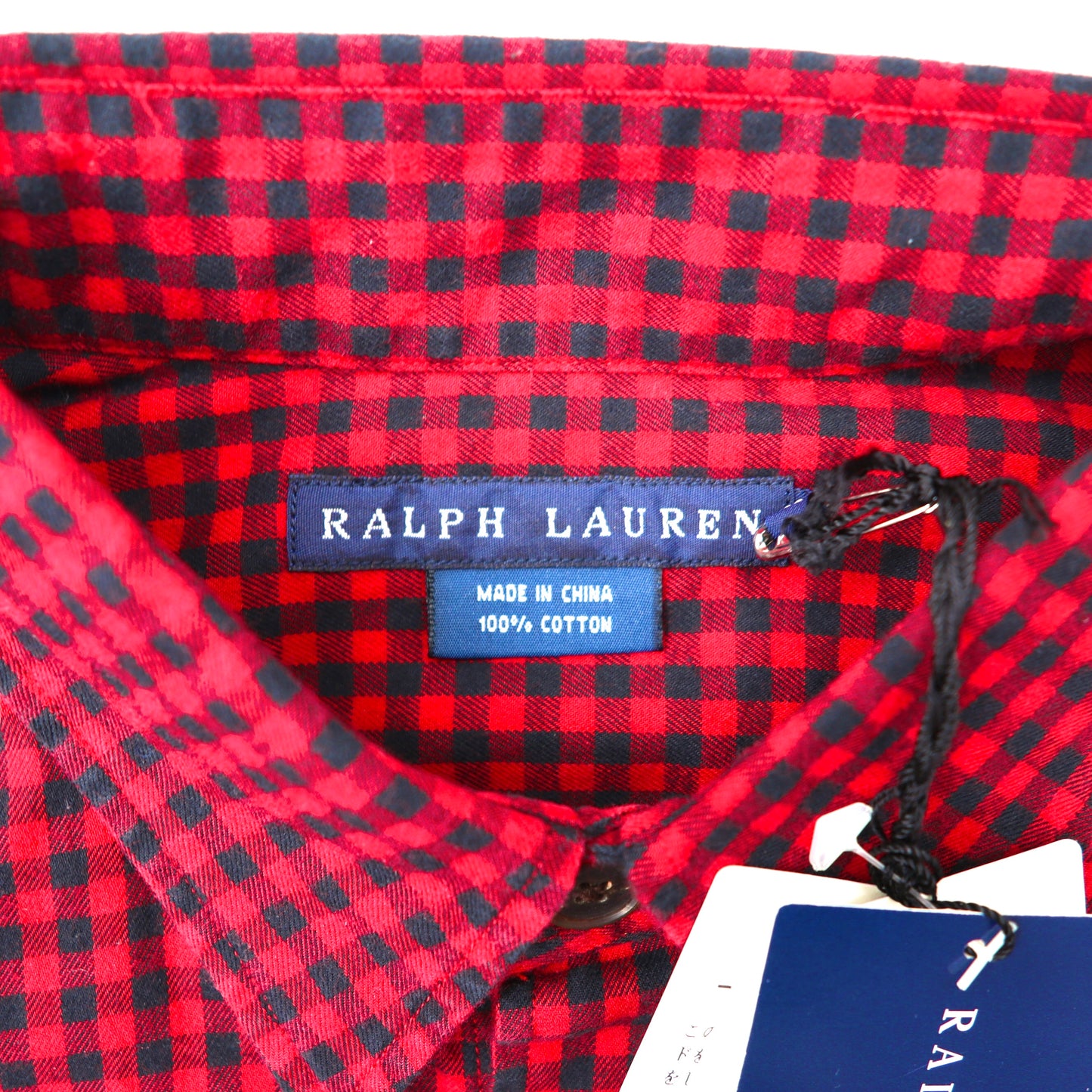 RALPH LAUREN フランネルシャツ 13 レッド チェック コットン レザーエルボーパッチ 未使用品
