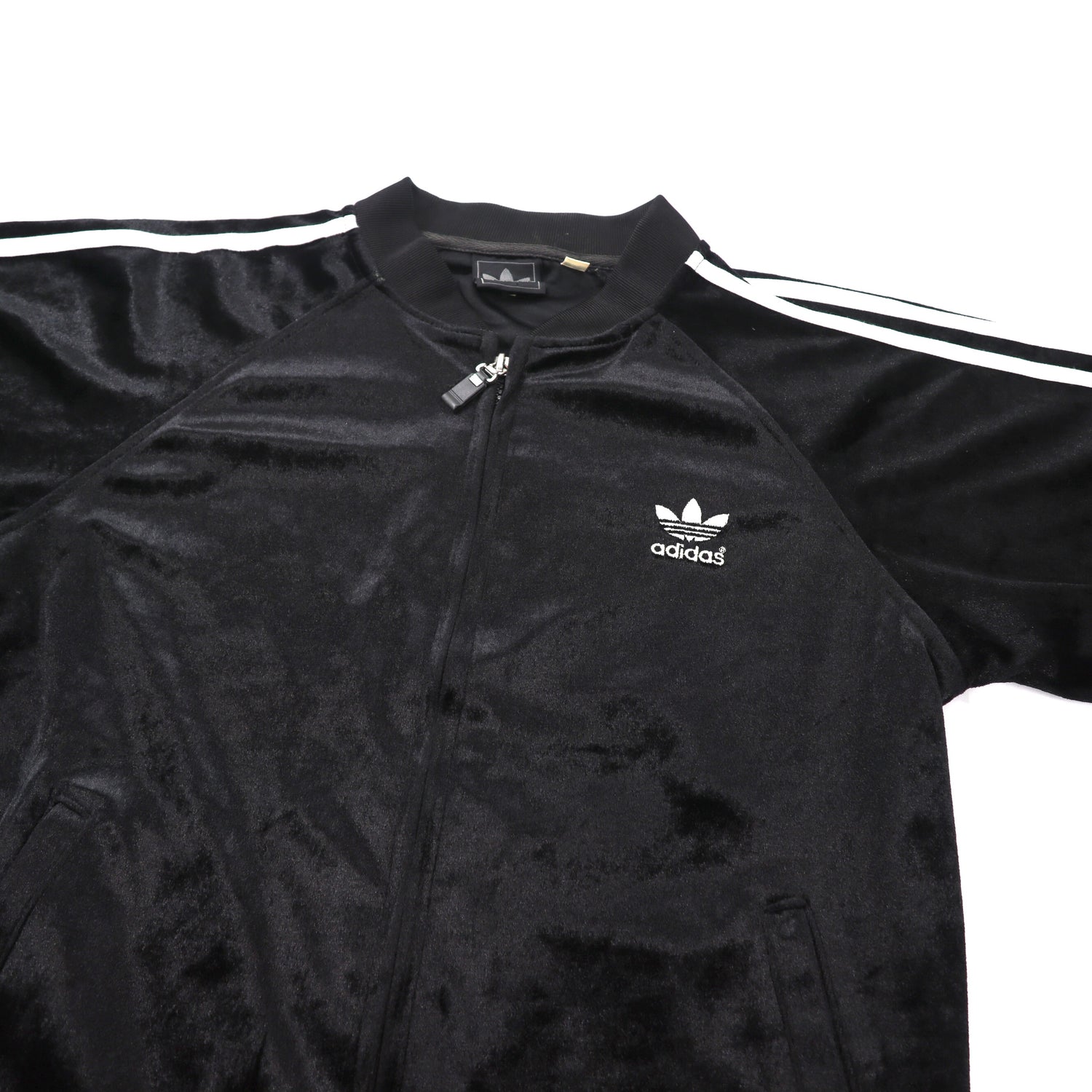 Adidas Velour Track Jacket L Black Trofoil Logo 3 Striped – 日本然 