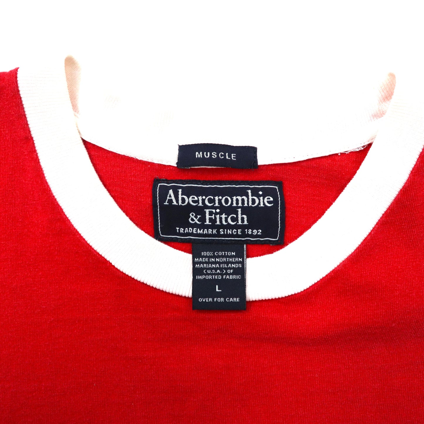 Abercrombie & Fitch リンガーTシャツ L レッド コットン ナンバリング 90年代