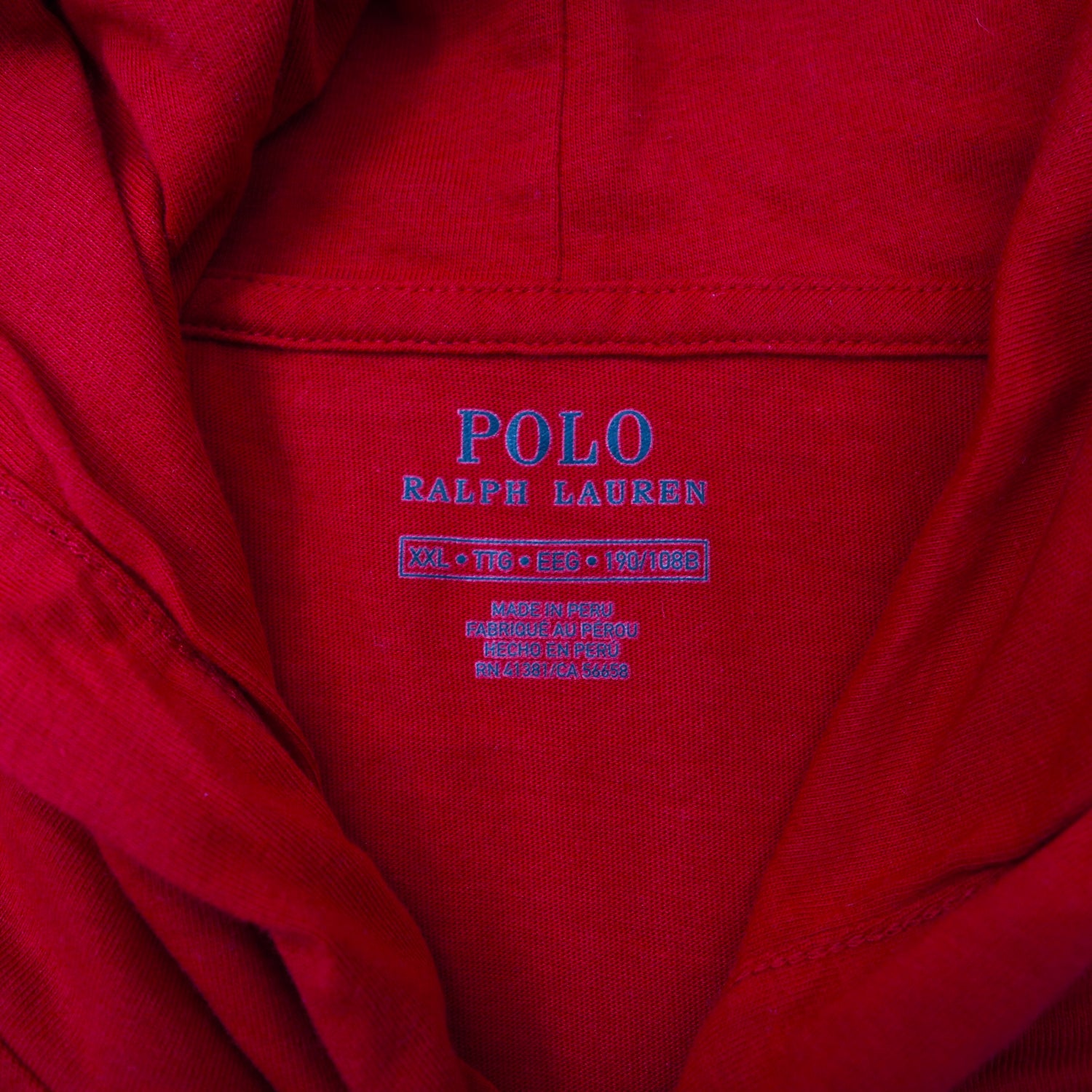 POLO RALPH LAUREN Hoody Long Sleeve T -shirt XXL Red Cotton Big 
