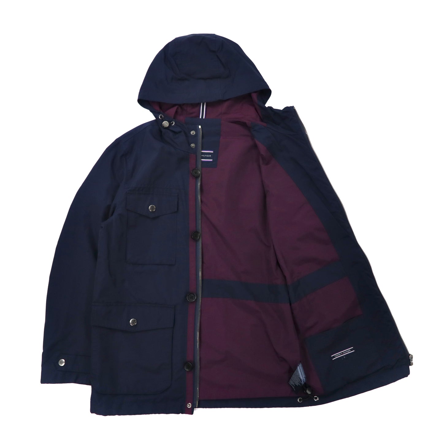 TOMMY HILFIGER フーデッドナイロンジャケット S ネイビー