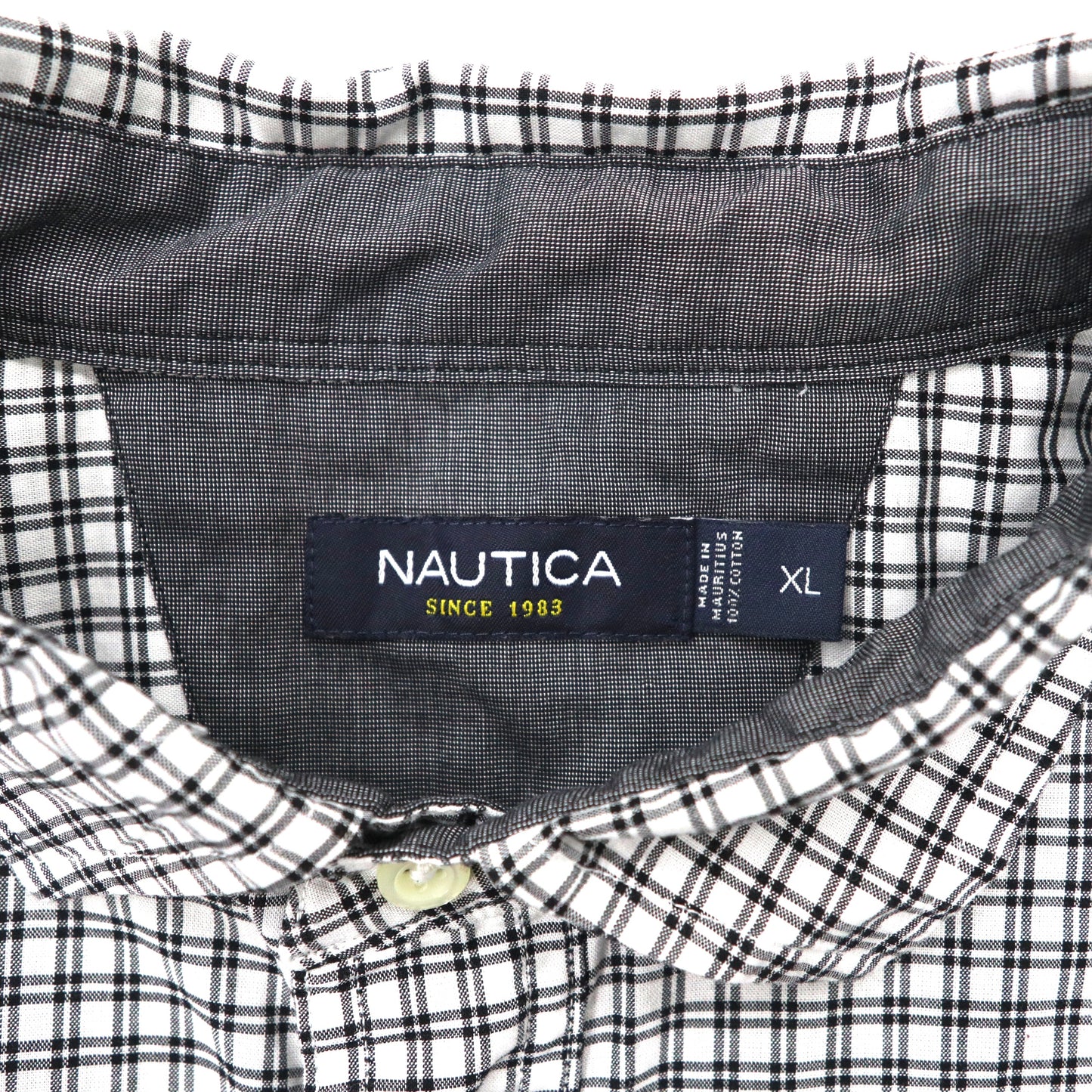 NAUTICA ドレスシャツ XL ホワイト チェック コットン