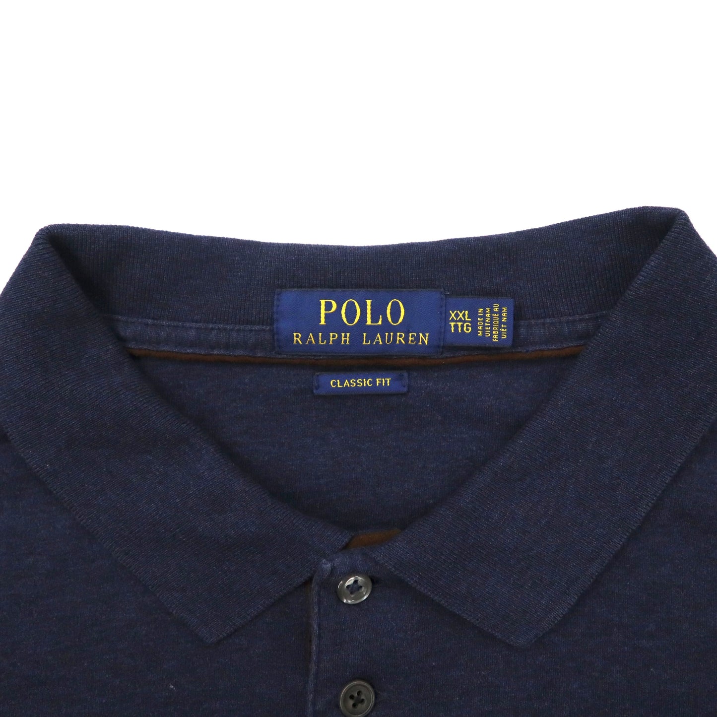 POLO RALPH LAUREN ビッグサイズ 長袖ポロシャツ XXL ネイビー コットン CLASSIC FIT スモールポニー刺繍