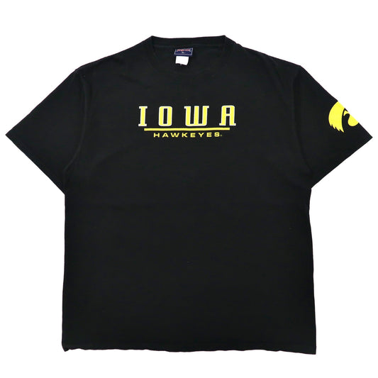 日本然リトテ-古着オンライン-JANSPORT ビッグサイズ カレッジ Tシャツ XL ブラック コットン IOWA HAWKEYES FOOTBALL-