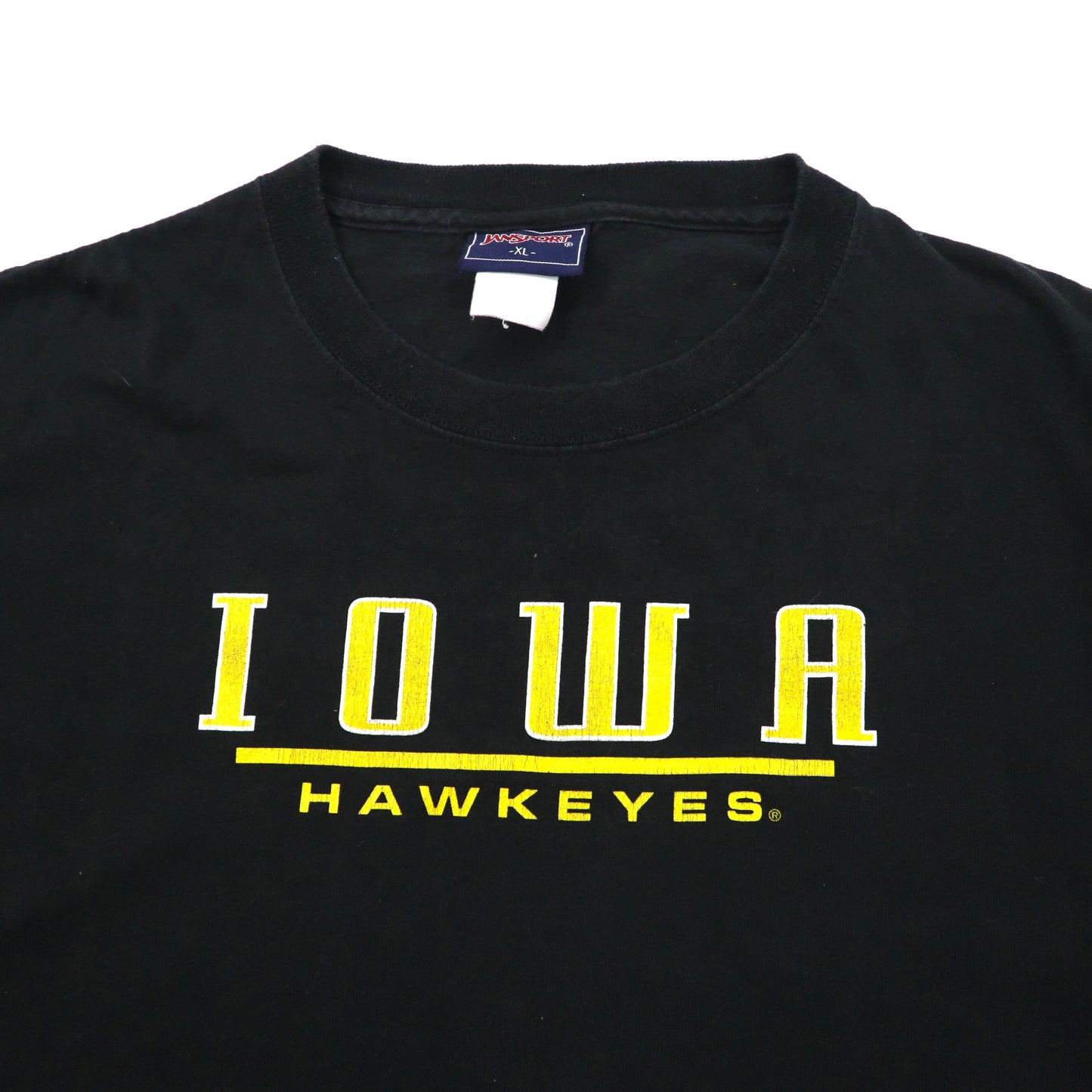 JANSPORT ビッグサイズ カレッジ Tシャツ XL ブラック コットン IOWA HAWKEYES FOOTBALL