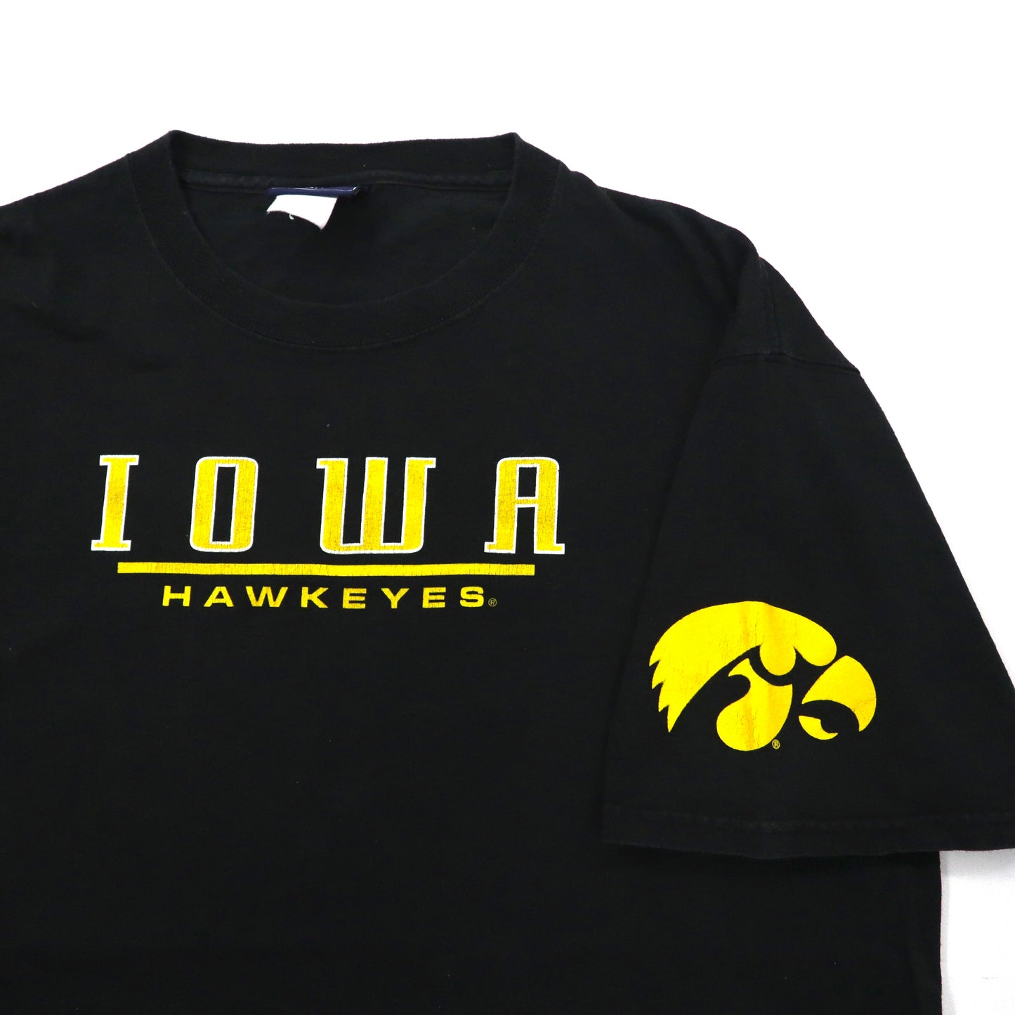 JANSPORT ビッグサイズ カレッジ Tシャツ XL ブラック コットン IOWA HAWKEYES FOOTBALL