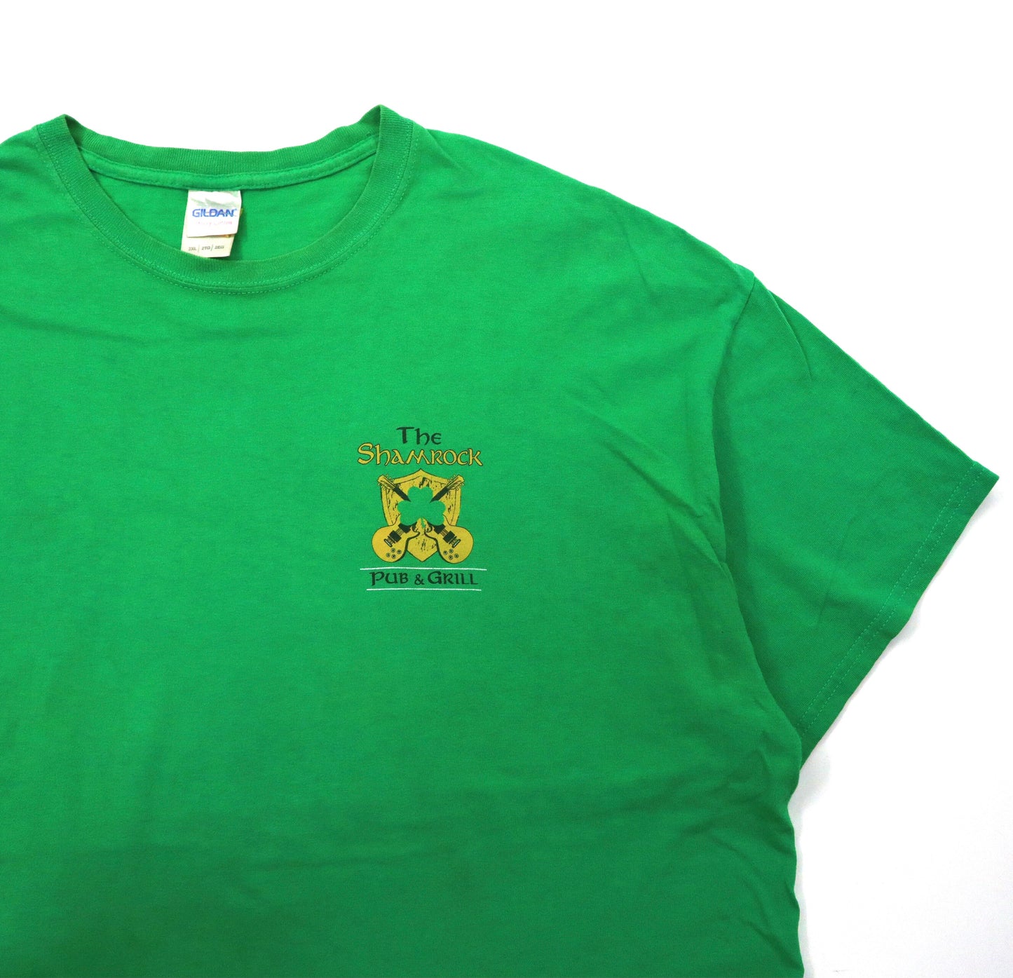 GILDAN ビッグサイズ プリントTシャツ 2XL グリーン コットン 両面プリント THE SHAMROCK アイリッシュパブ