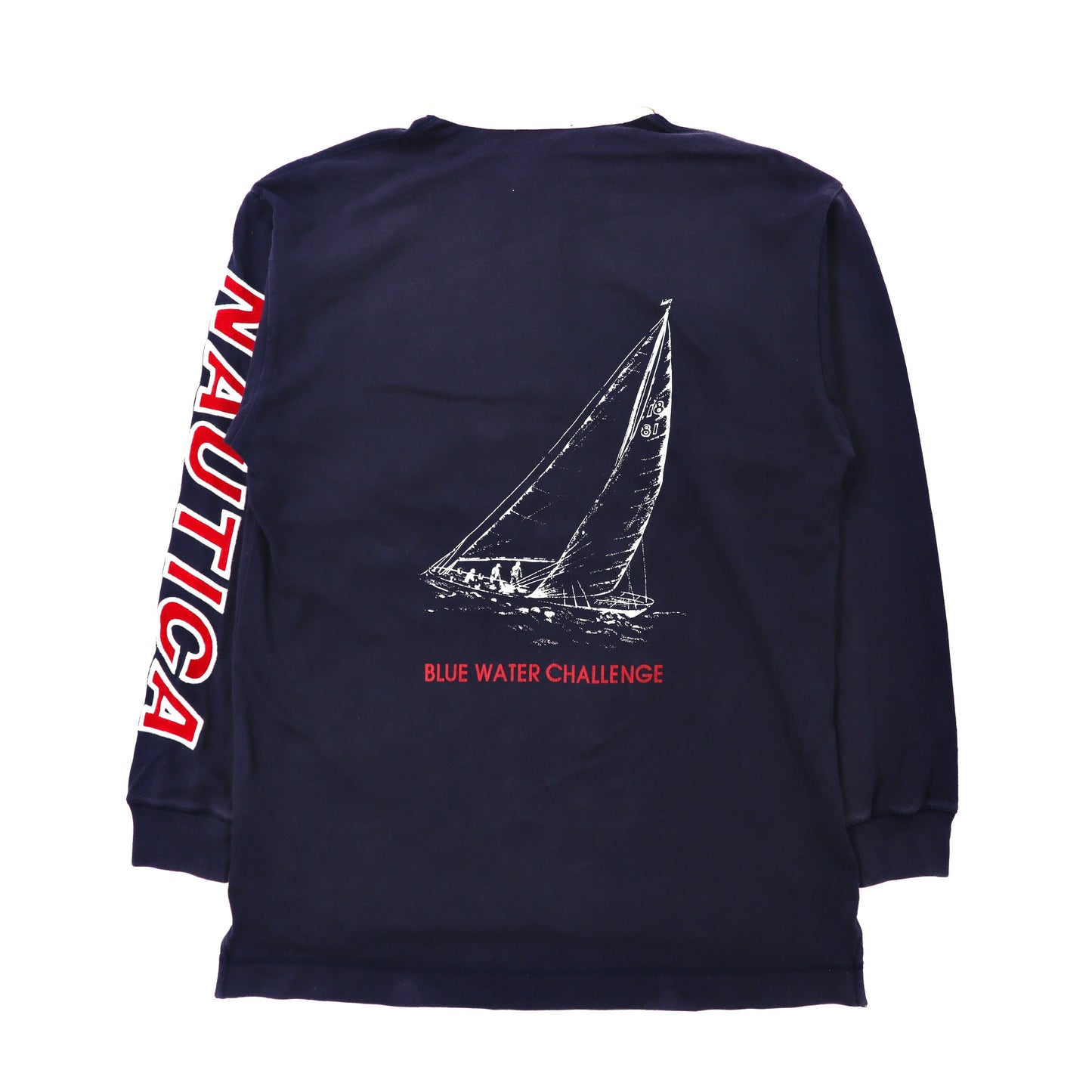 nautica ラガーシャツ L ネイビー コットン ビッグサイズ  袖ロゴ バックプリント 90年代