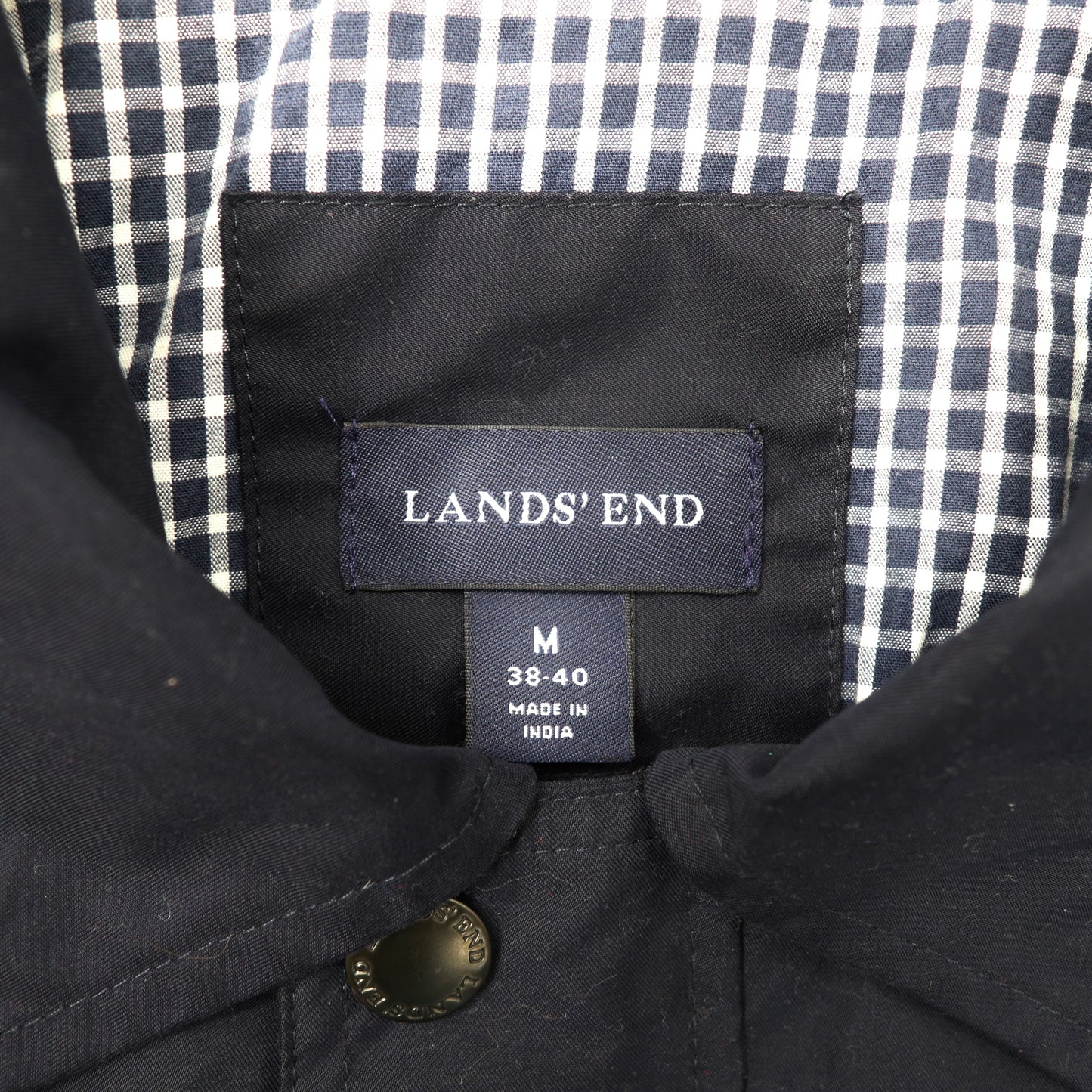 LANDS' END スウィングトップ M ネイビー ポリエステル 裏地チェック ビッグサイズ