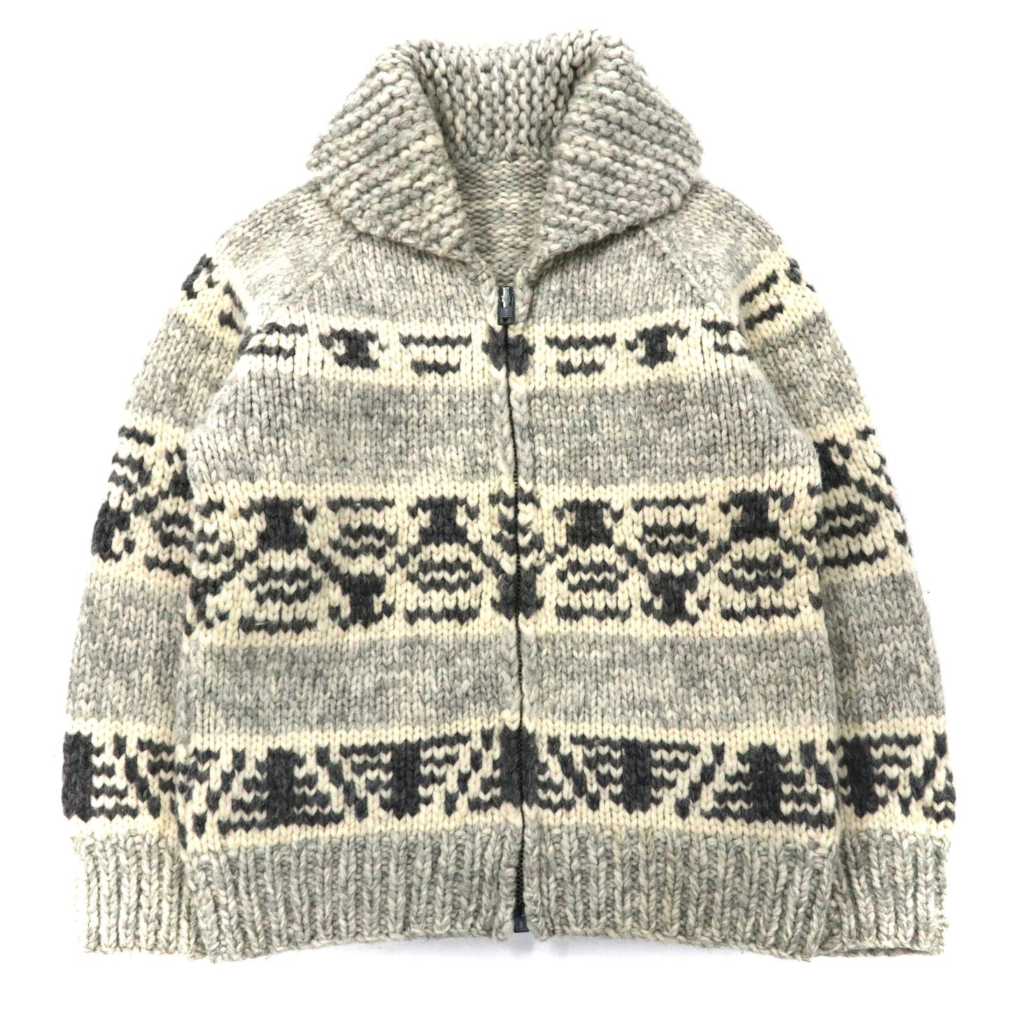 Cowichan sweater M beige wool native canadian ACME zip 70s – 日本