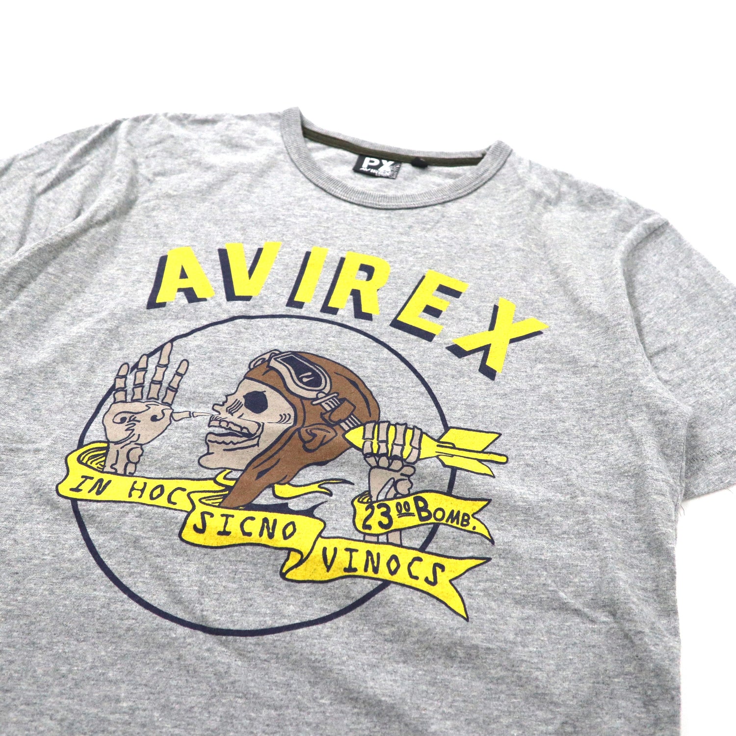 AVIREX ロゴプリントTシャツ M グレー コットン スカルパイロット