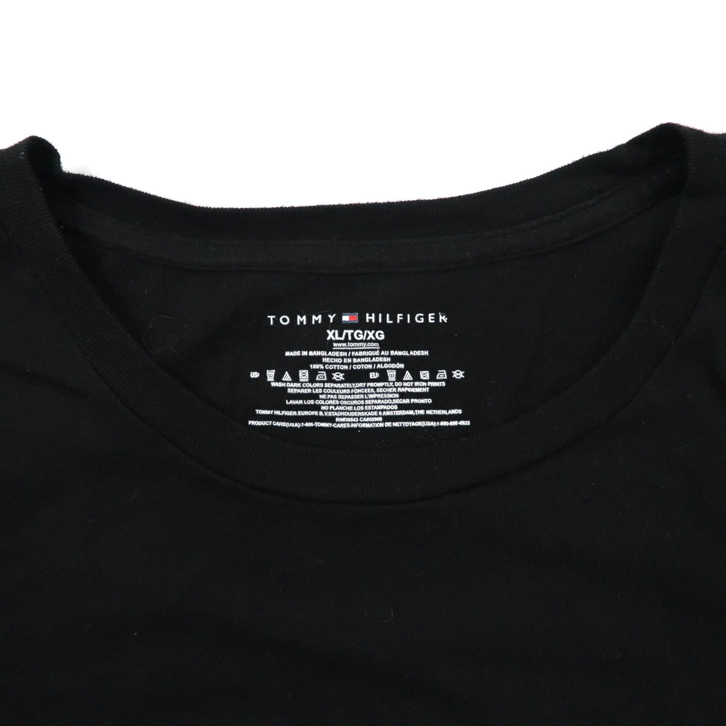 TOMMY HILFIGER ビッグサイズTシャツ XL ブラック コットン ワンポイントロゴ