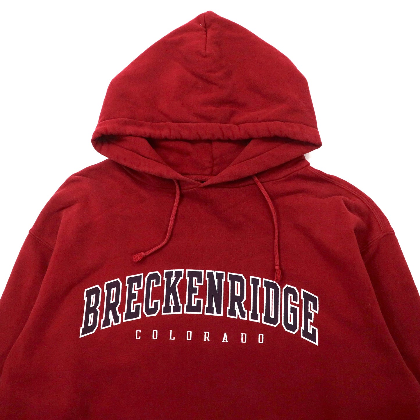 BAC カレッジプリントパーカー L レッド コットン 裏起毛 BRECKENRIDGE