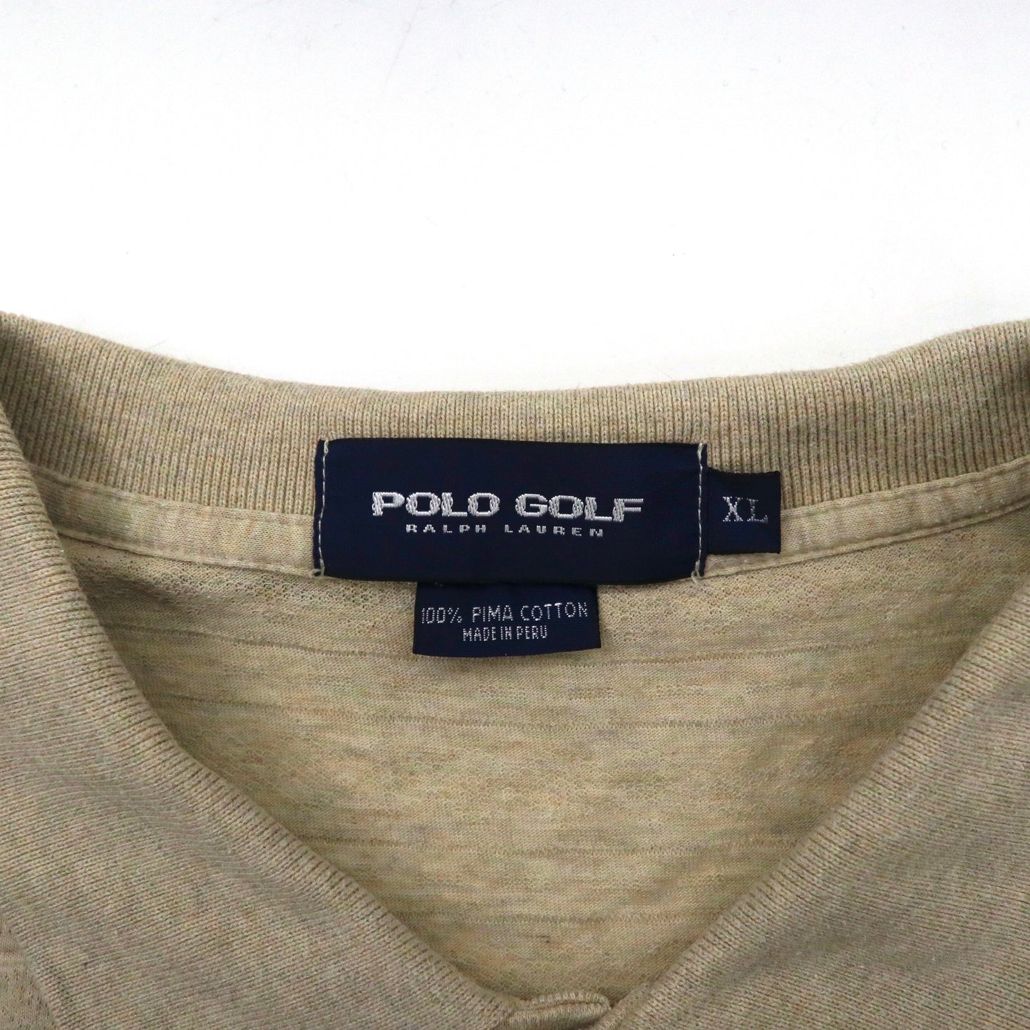 POLO GOLF RALPH LAUREN ビッグサイズ 長袖ポロシャツ XL クリーム ピマコットン ペルー製