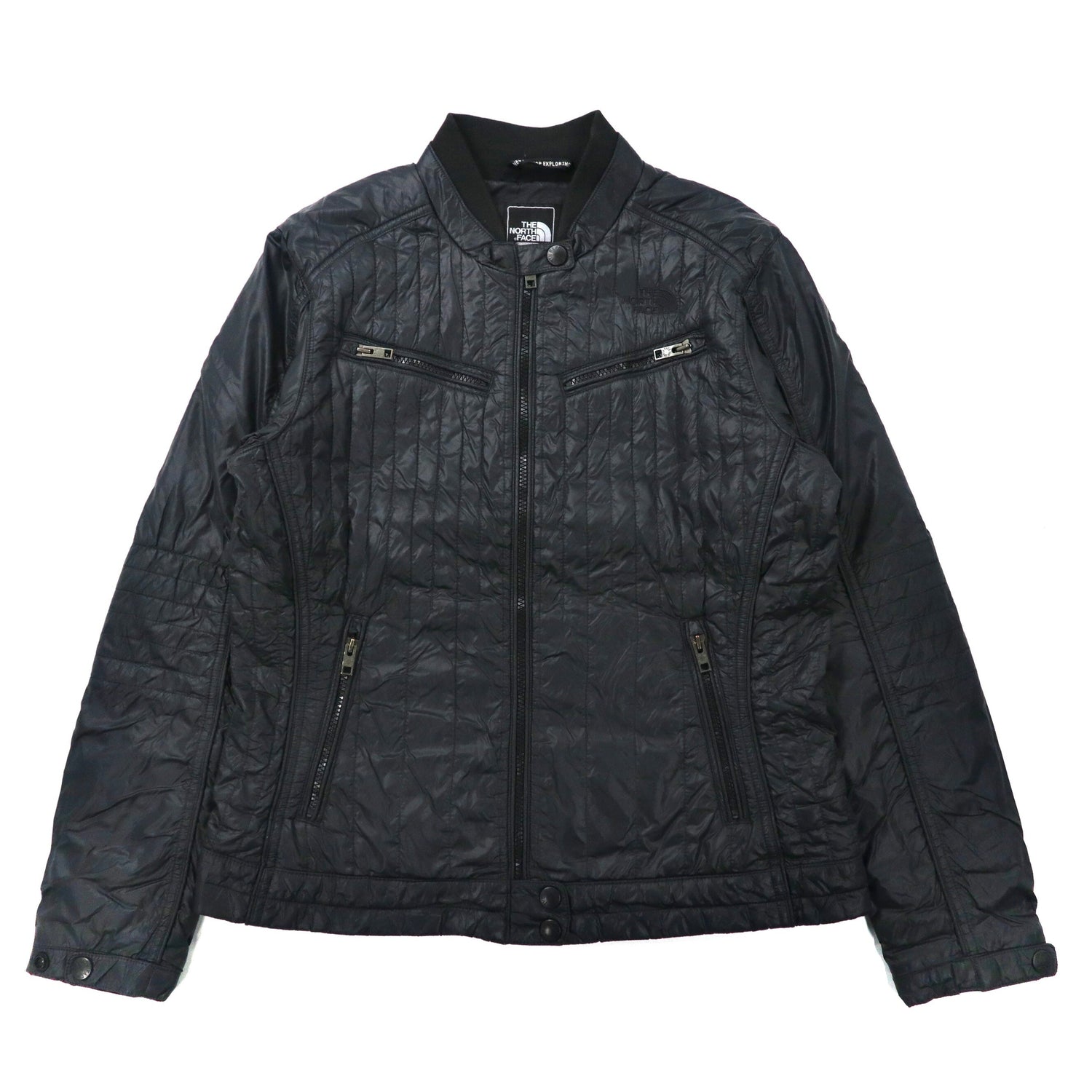 THE NORTH FACE PUFFER Quilt Riders Jacket L Black Nylon Logo