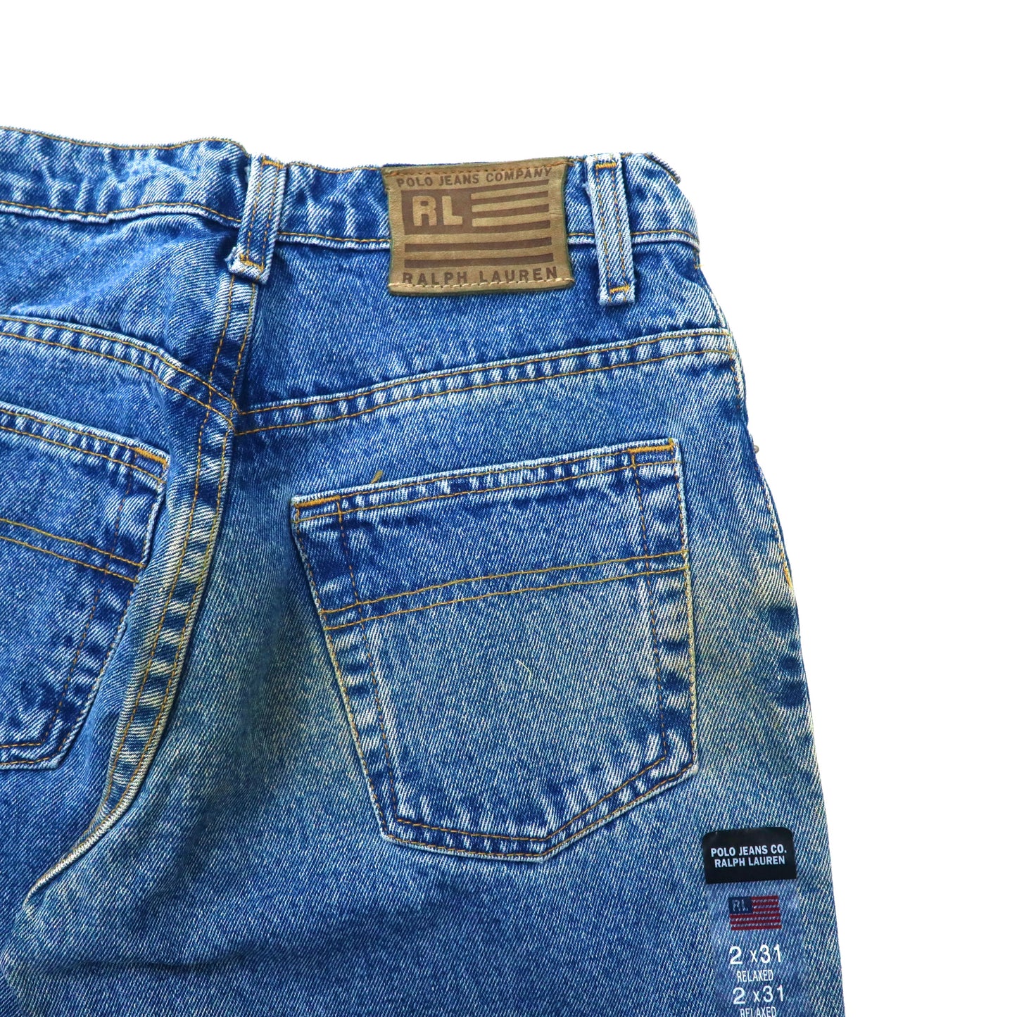 POLO JEANS CO. RALPH LAUREN テーパードデニムパンツ 2 ブルー RELAXED 90年代 メキシコ製 未使用品