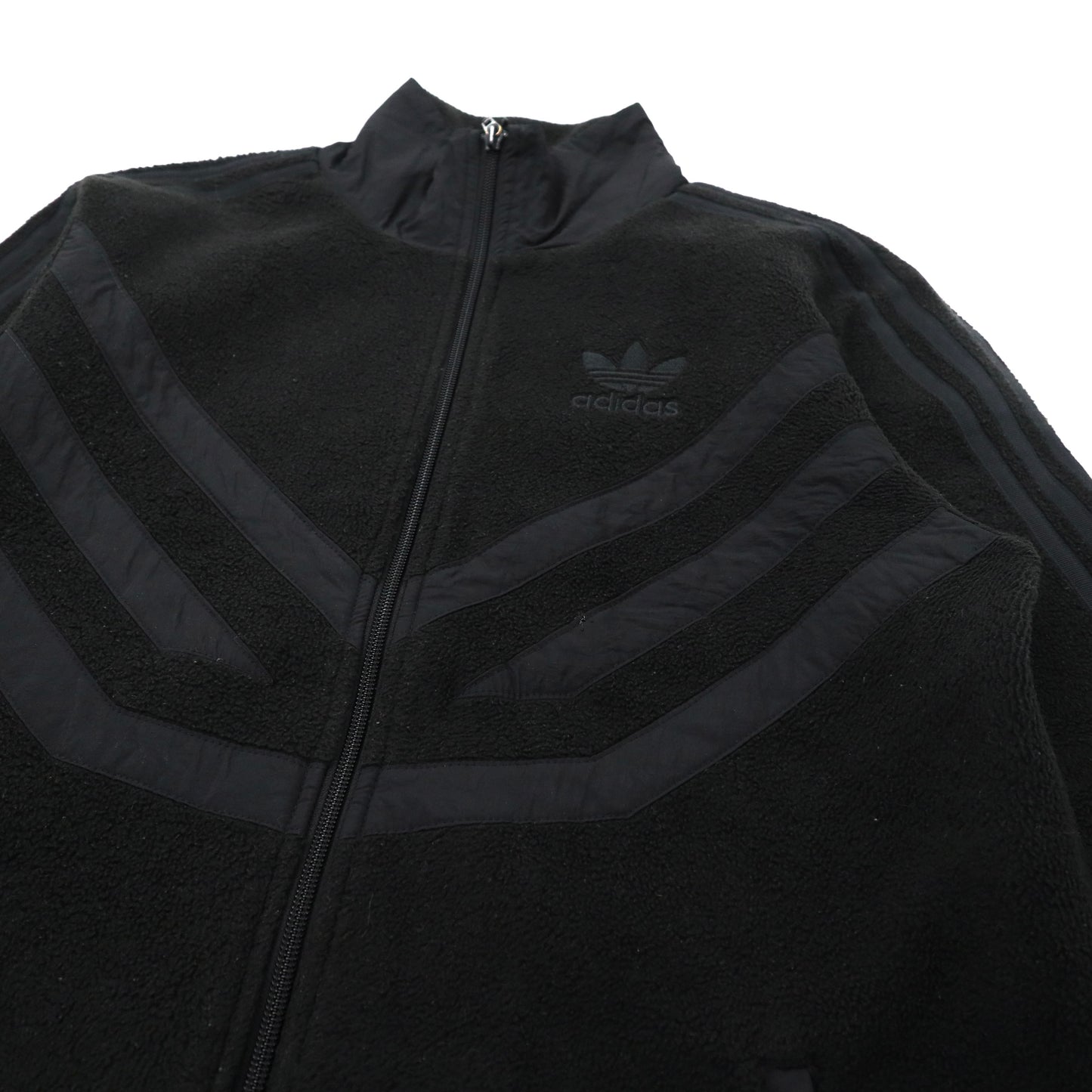 adidas originals フリースジャケット L ブラック ポリエステル ３ストライプス トレフォイルロゴ刺繍 EC3675