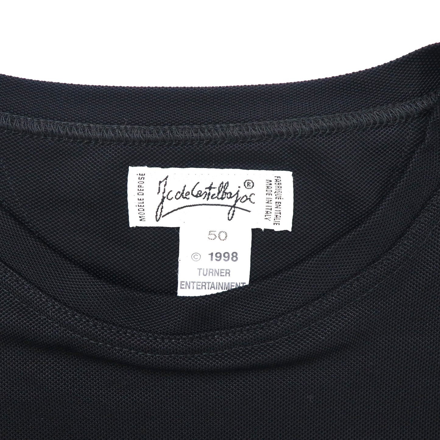 JC de Castelbajac × TURNER ENTERTAINMENT ビッグサイズTシャツ 50 ブラック レーヨン TOM&JERRY キャラクター刺繍 90年代 イタリア製