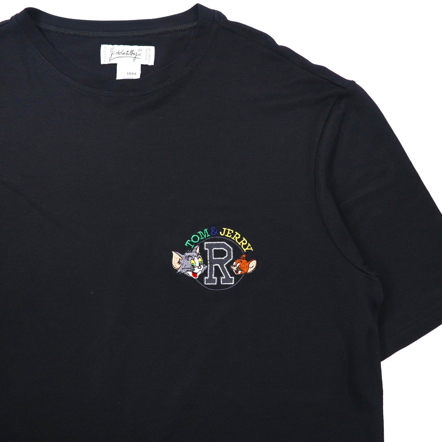 JC de Castelbajac × TURNER ENTERTAINMENT ビッグサイズTシャツ 50 ブラック レーヨン TOM&JERRY キャラクター刺繍 90年代 イタリア製