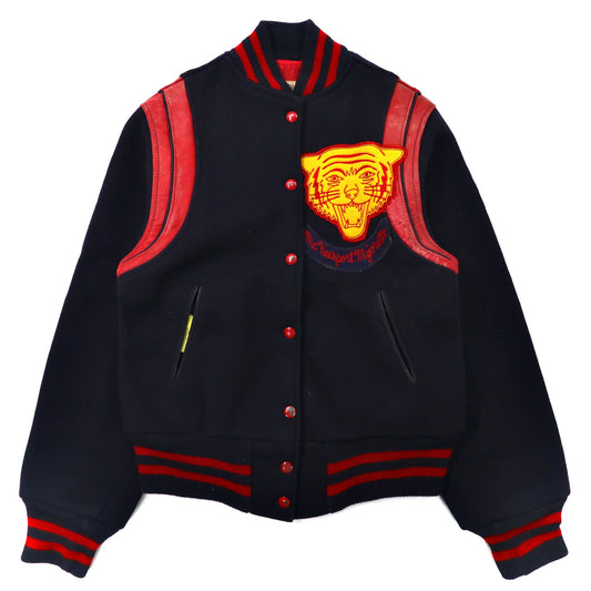 日本然リトテ-古着オンライン-Hatchers スタジャン 36 ネイビー 虎ワッペン 60年代 USA製-HATCHERS VARSITY JACKET 36 Navy Tiger Patch 60's USA Made