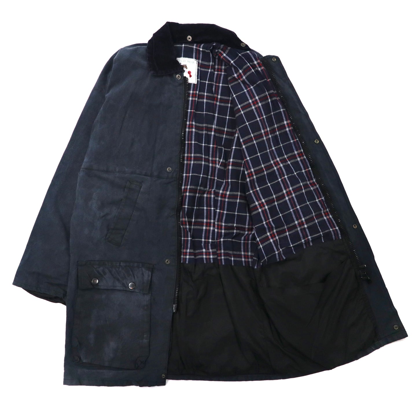 England MADE COUNTRY LEISURE WEAR Oiled Jacket S Navy Cotton Lining CHECKED  Corduroy – 日本然リトテ