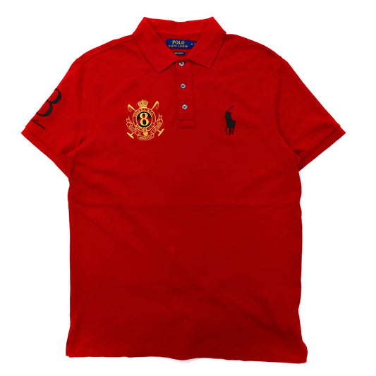 日本然リトテ-古着オンライン-POLO RALPH LAUREN ポロシャツ M レッド コットン ポニー刺繍 ナンバリング エンブレム CUSTOM SLIM FIT-POLO RALPH LAUREN Polo Shirt M Red Cotton Pony Embroidery Numbering Emblem Custom Fit