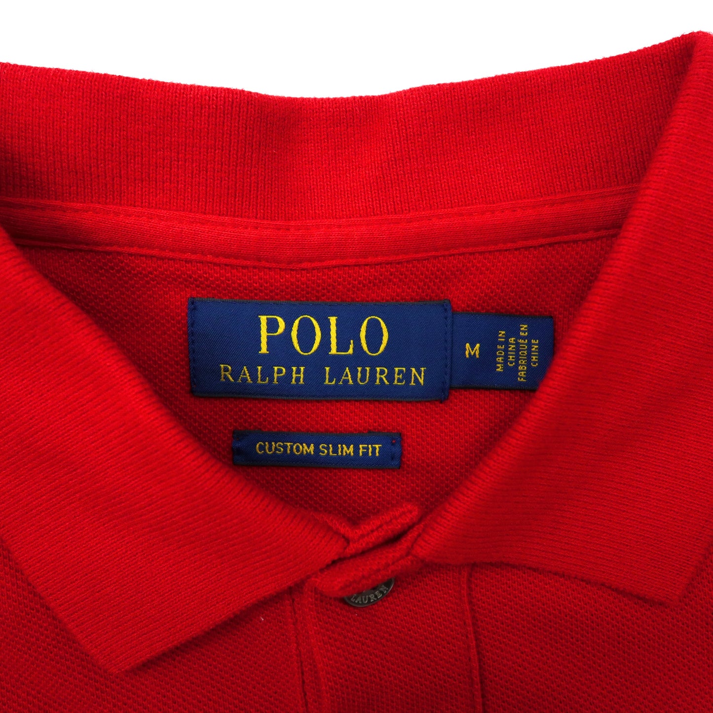 POLO RALPH LAUREN ポロシャツ M レッド コットン ポニー刺繍 ナンバリング エンブレム CUSTOM SLIM FIT