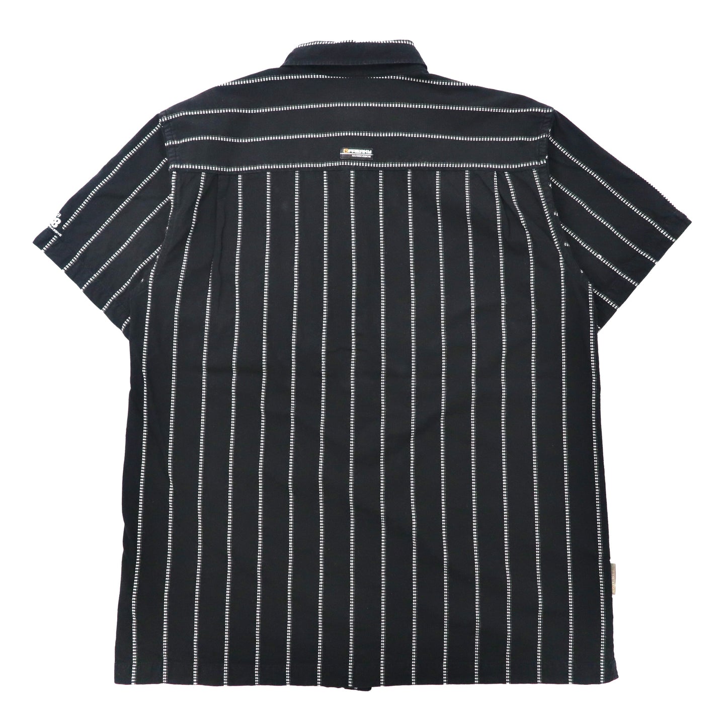 FREAKY 半袖ビッグサイズシャツ L ブラック ストライプ コットン ロゴ刺繍 00年代