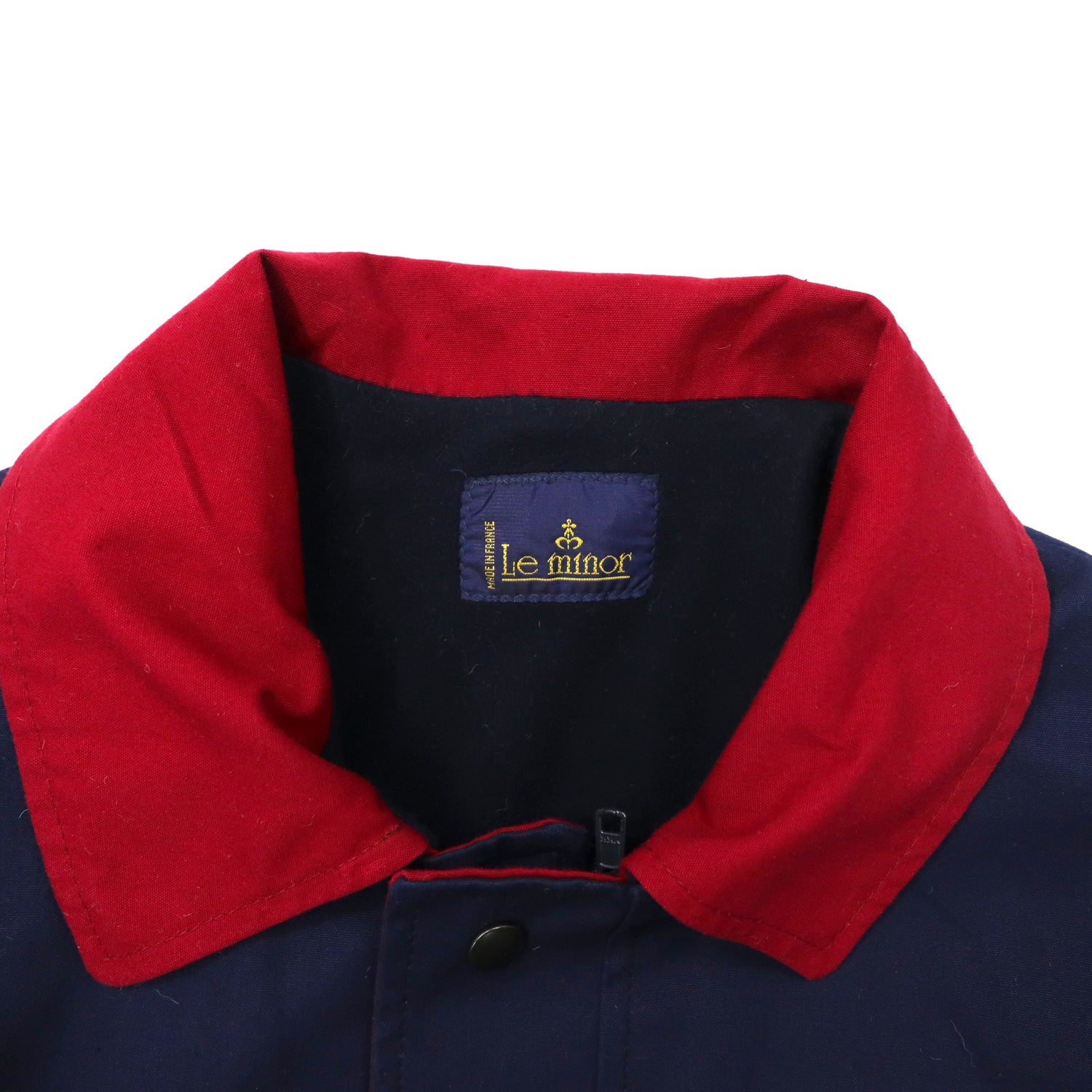 LE MinOR Over COAT COVERALL 44 Navy Cotton Fleece Liner France 