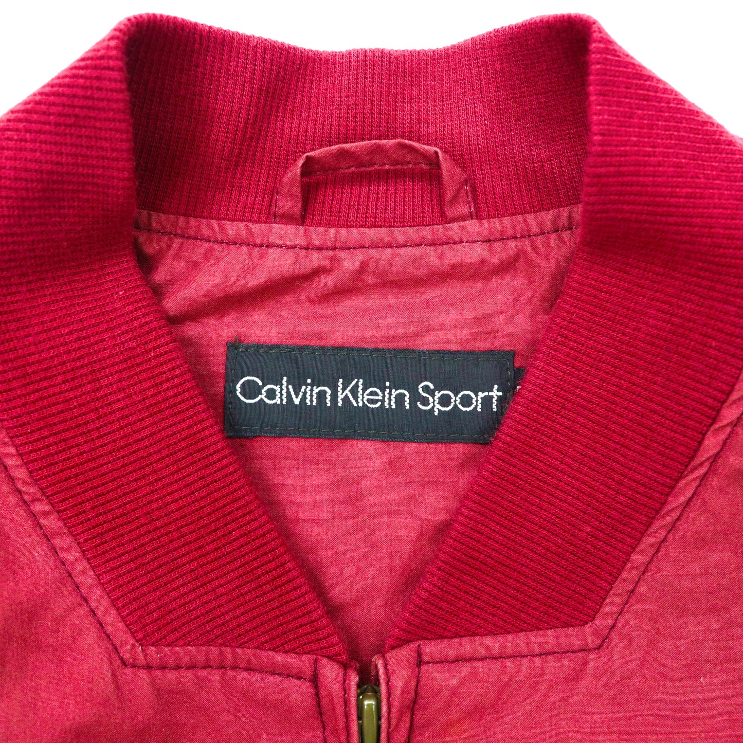 Calvin Klein Sport MA-1ブルゾン M バーガンディ コットン ロゴ刺繍 90年代
