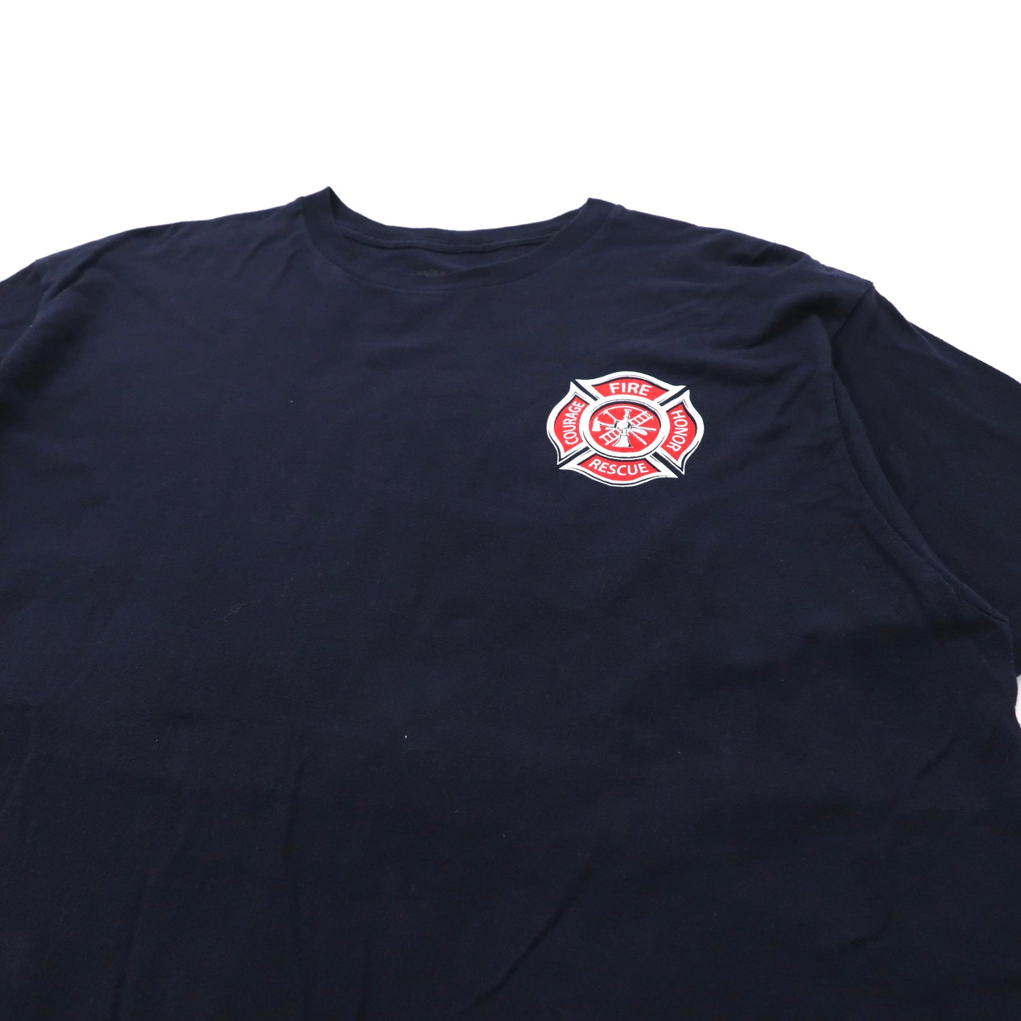 ann aranr プリントTシャツ XL ネイビー コットン 星条旗 Fire & Rescue Maltese Cross Firefighter Fire Courage Honor メキシコ製