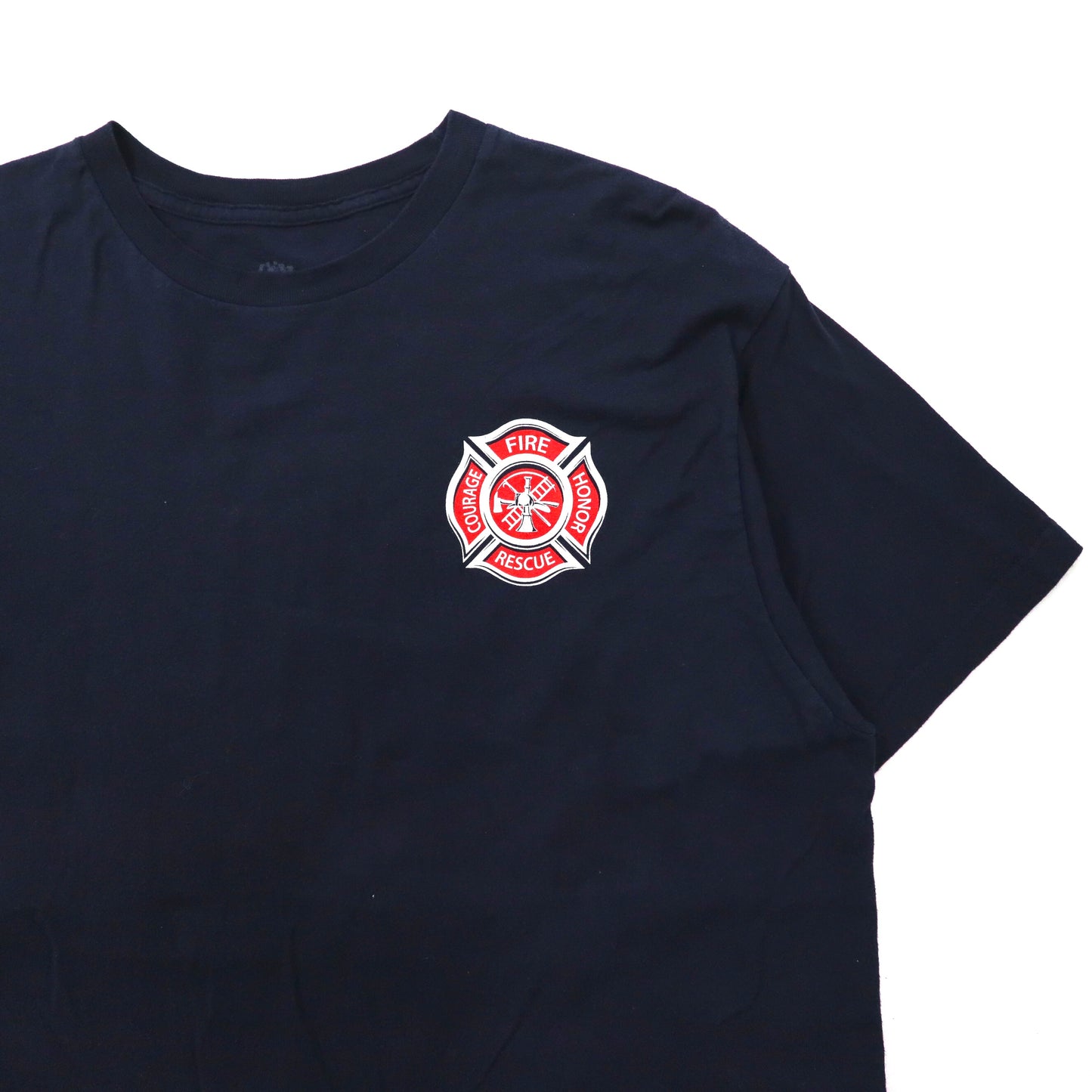 ann aranr プリントTシャツ XL ネイビー コットン 星条旗 Fire & Rescue Maltese Cross Firefighter Fire Courage Honor メキシコ製