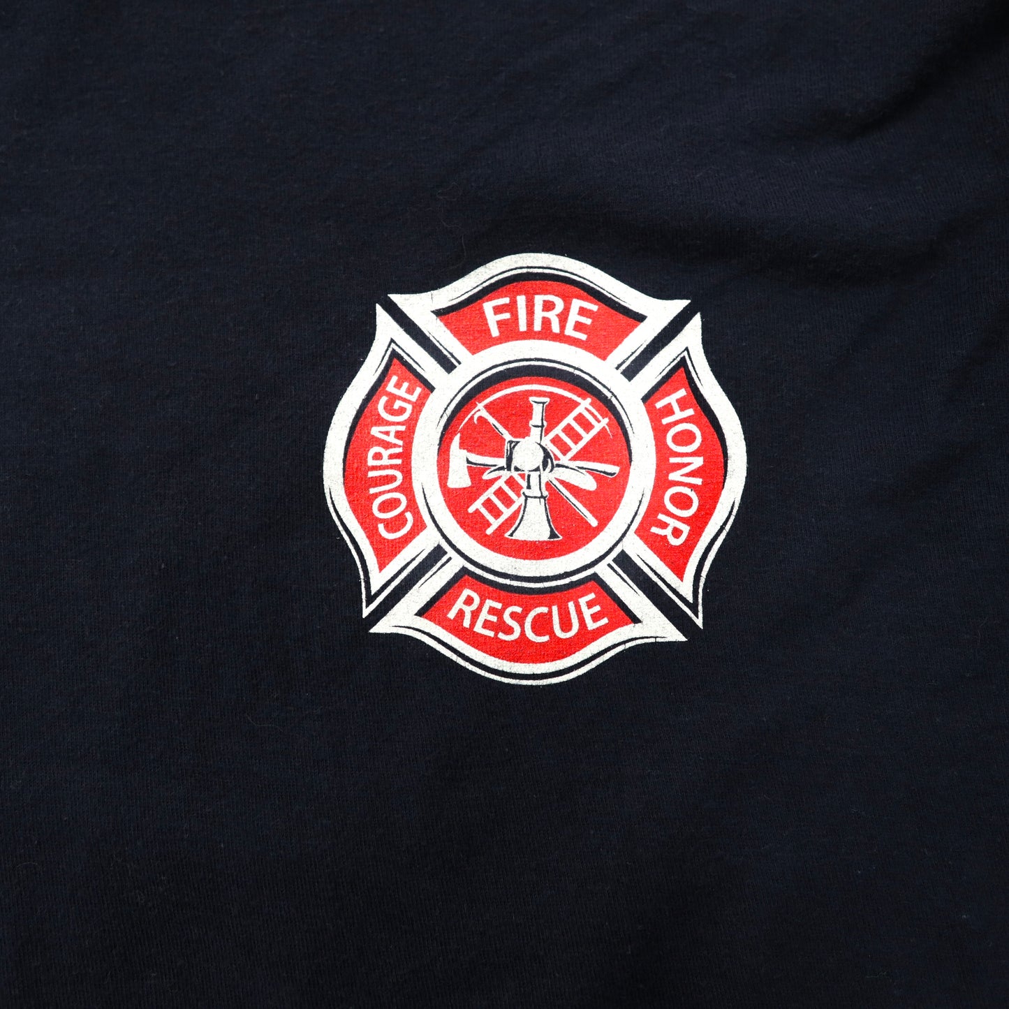 ann aranr プリントTシャツ XL ネイビー コットン 星条旗 Fire & Rescue Maltese Cross Firefighter Fire Courage Honor メキシコ製
