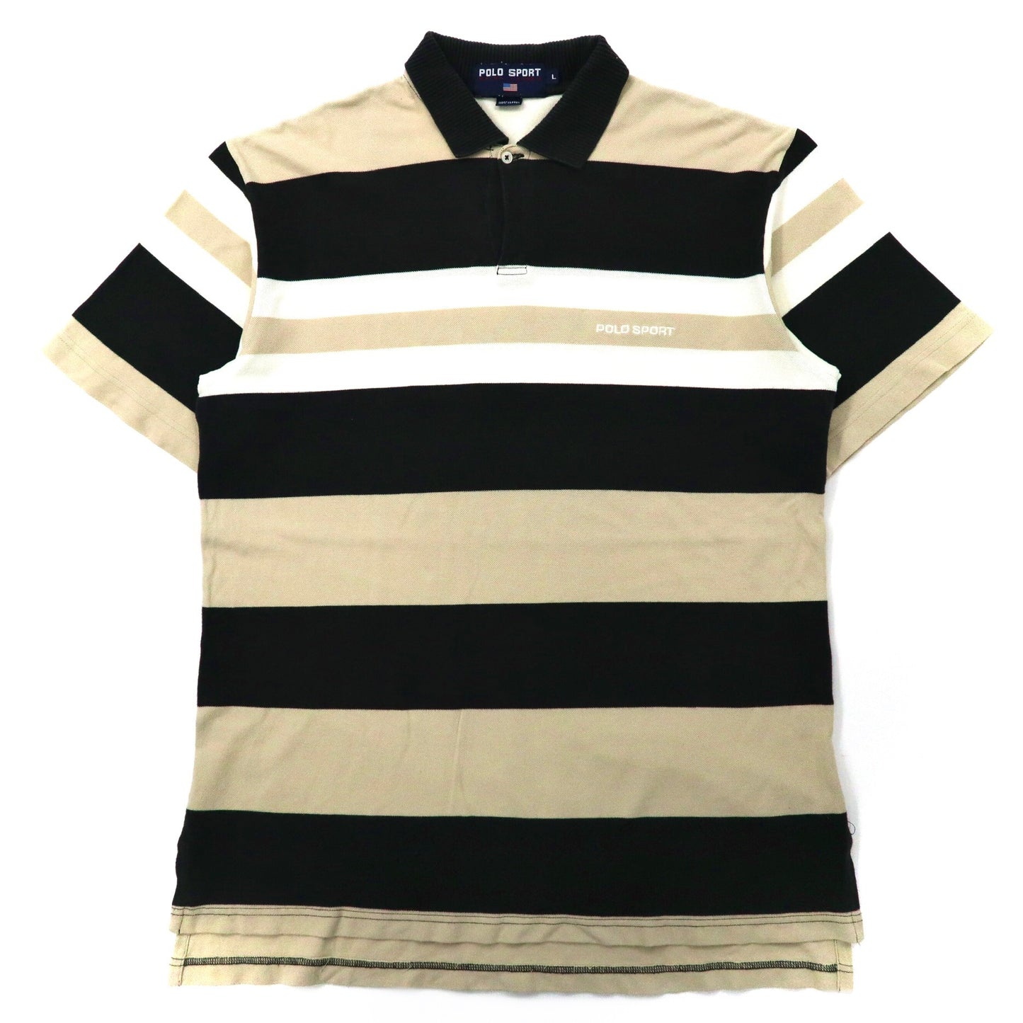 POLO SPORT RALPH LAUREN ビッグサイズ ポロシャツ L ブラック ボーダー コットン ワンポイントロゴ刺繍
