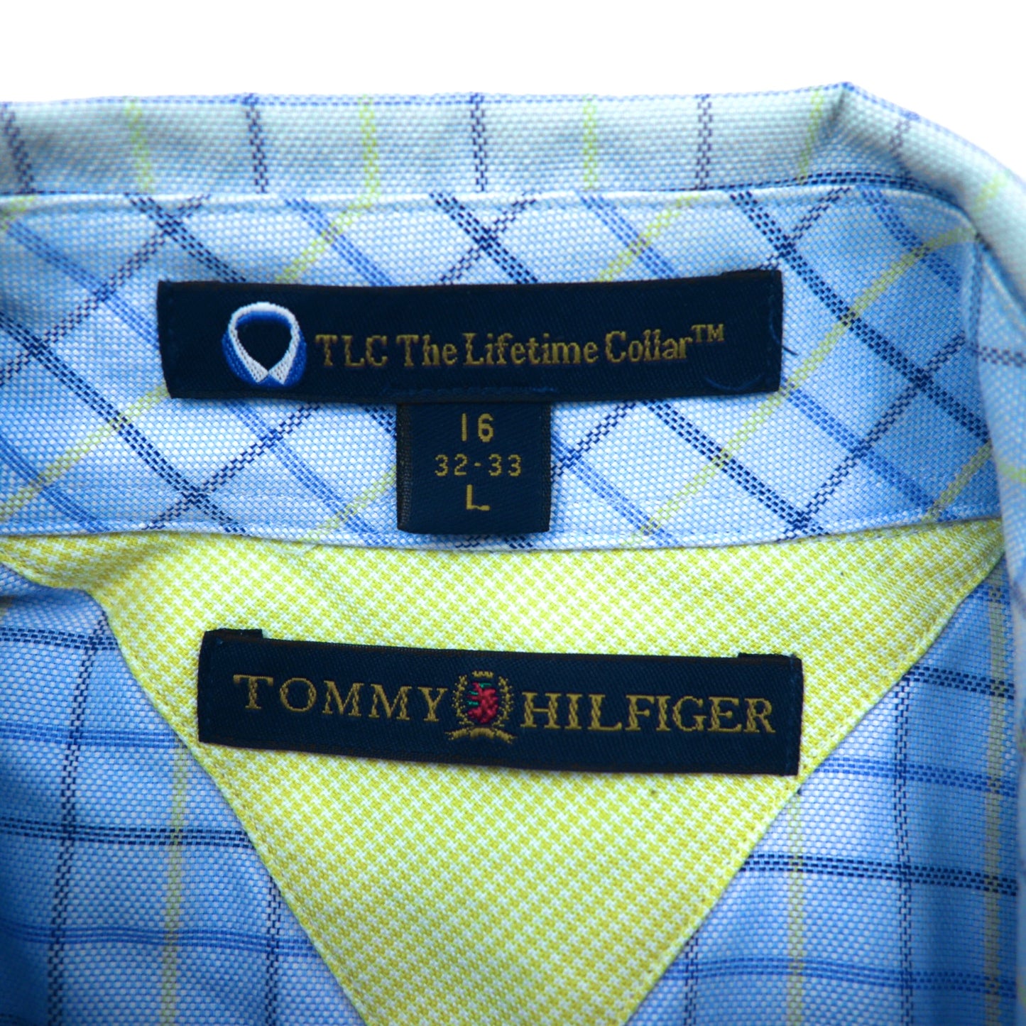TOMMY HILFIGER ボタンダウンシャツ L ブルー チェック ビッグサイズ
