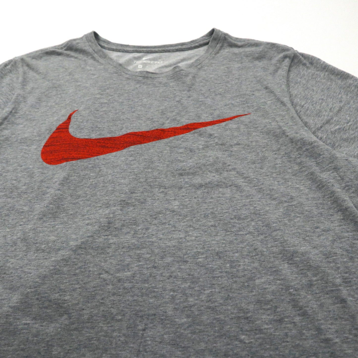 NIKE ビッグスウォッシュロゴプリントTシャツ XL グレー コットン DRI-FIT