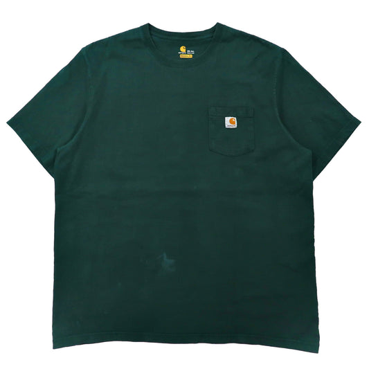 日本然リトテ-古着オンライン-carhartt ビッグサイズ ポケットTシャツ 2XL グリーン コットン ORIGINAL FIT-