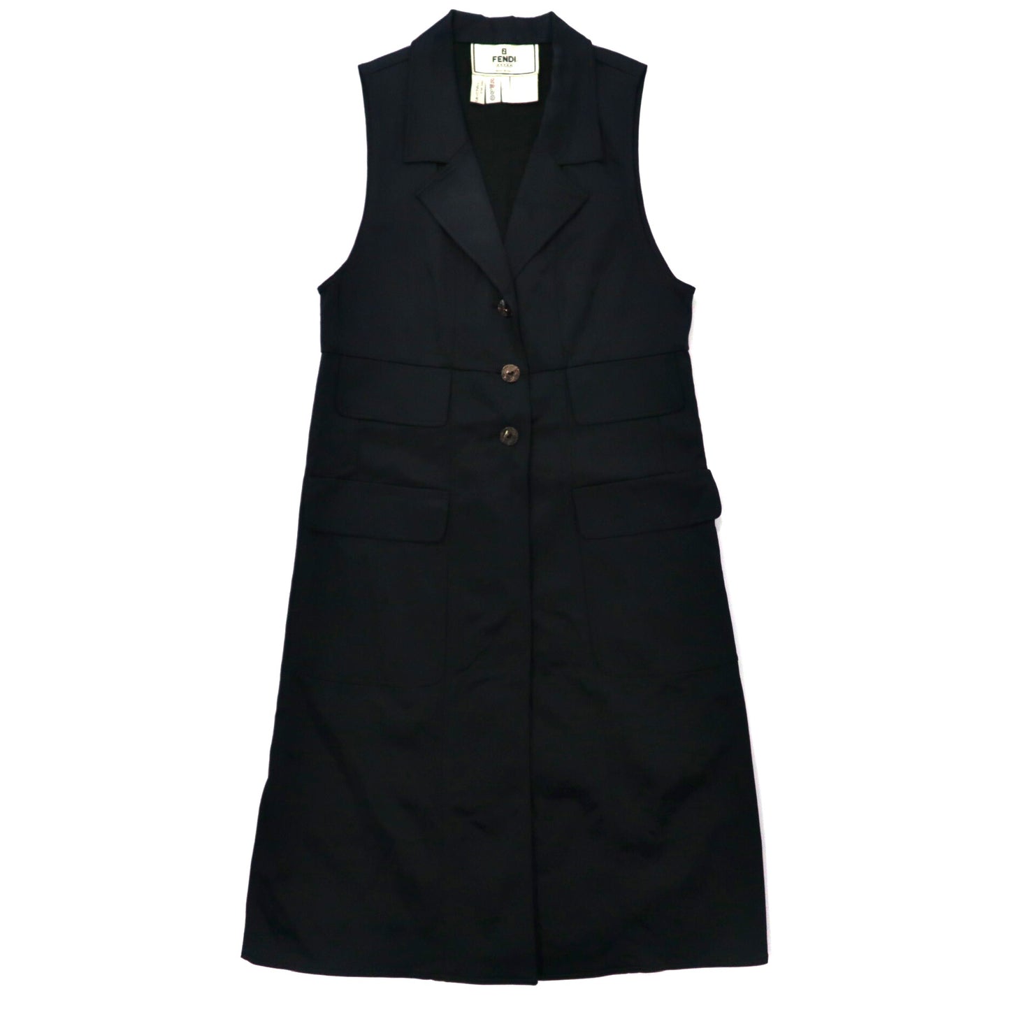 FENDI Sleeveless Coat DRESS 40 Navy Acetate Vintage Italian Made ...