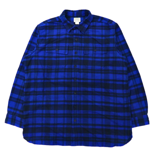 L.L.Bean シャミークロスシャツ ボタンダウンシャツ XL ブルー チェック コットン TRADITIONAL FIT スリランカ製