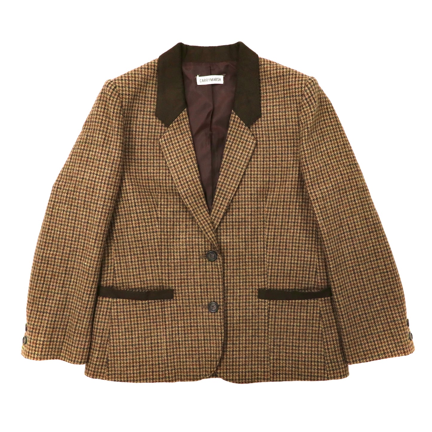 CARRYMARSH Tweed Jacket Retro Setup Suit 9AB2 Brown CHECKED Wool