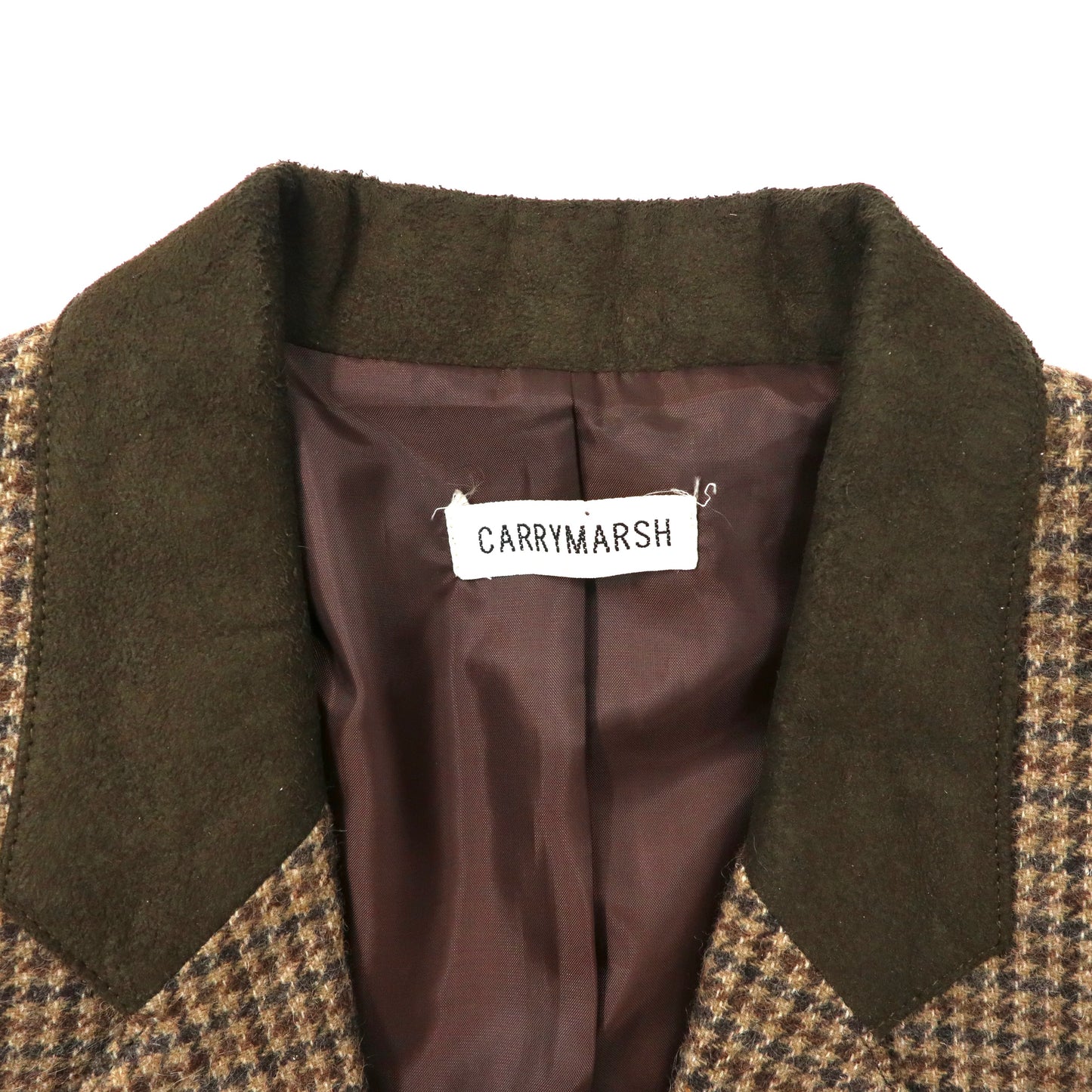 CARRYMARSH Tweed Jacket Retro Setup Suit 9AB2 Brown CHECKED Wool