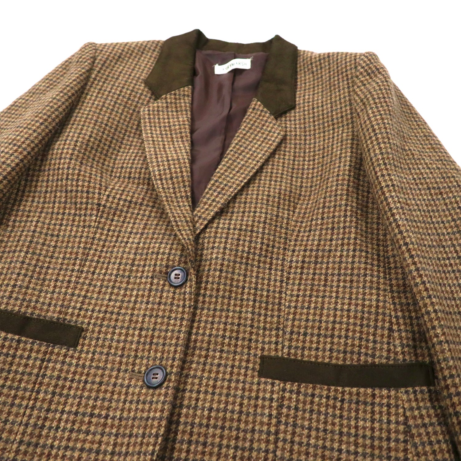 CARRYMARSH Tweed Jacket Retro Setup Suit 9AB2 Brown CHECKED Wool