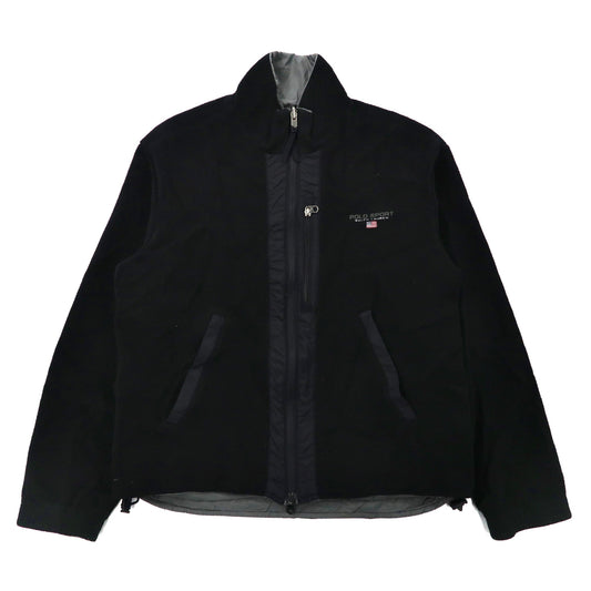 POLO SPORT RALPH LAUREN リバーシブル フリースジャケット ナイロンジャケット S ブラック グレー  ロゴ刺繍 90年代