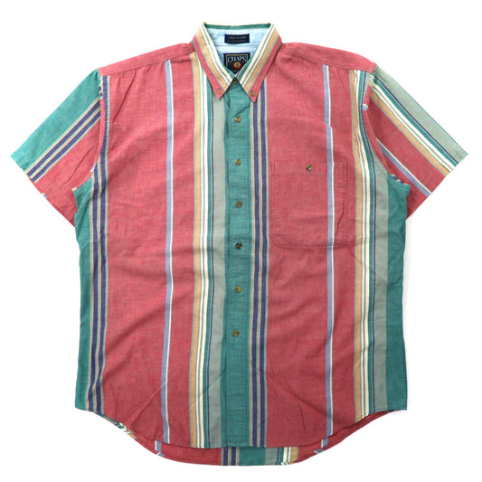 CHAPS RALPH LAUREN 半袖ボタンダウンシャツ L マルチカラー マルチストライプ コットン 90年代