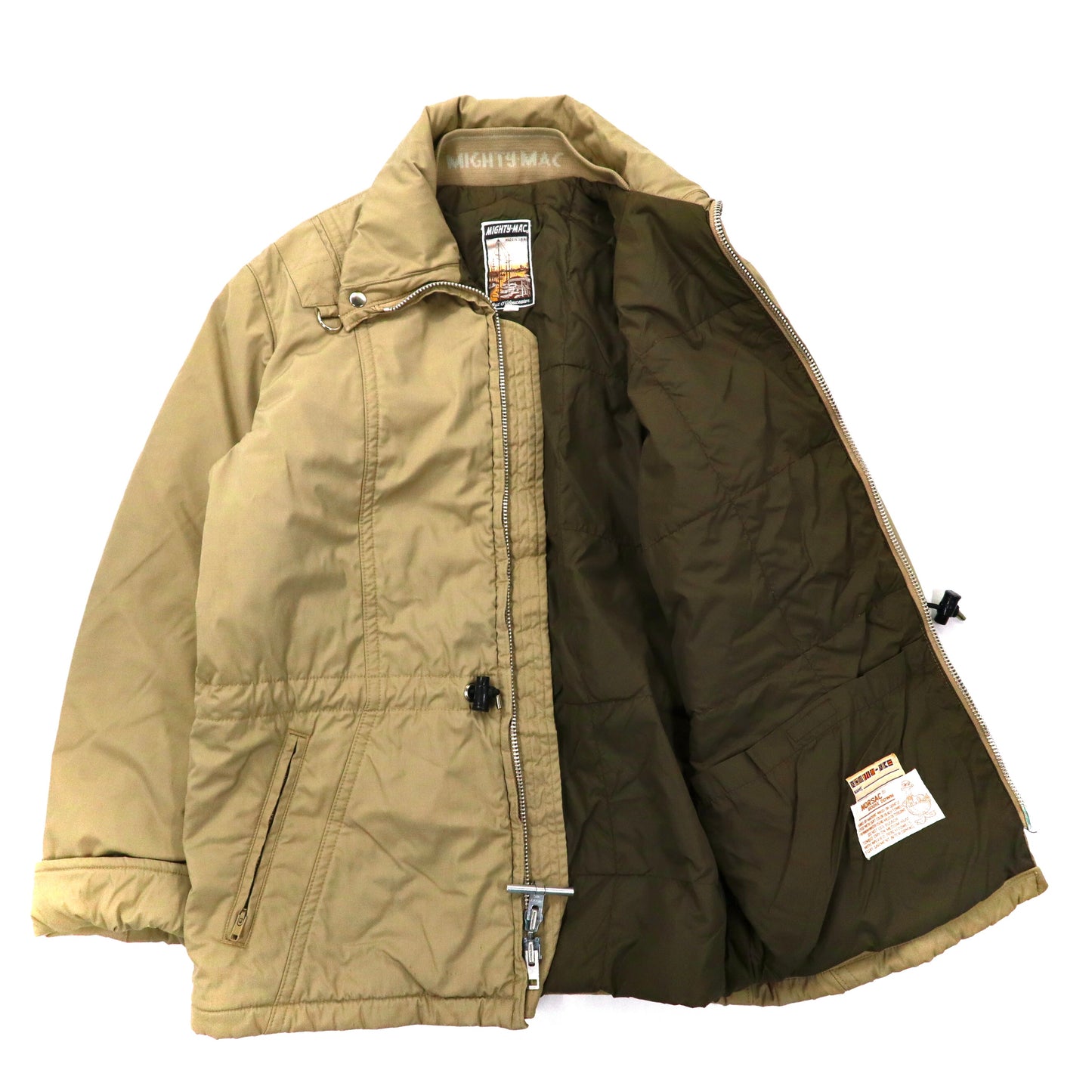 Mighty Mac Puffer Jacket 42 Beige Draw Code 70's NORSAC T-shaped