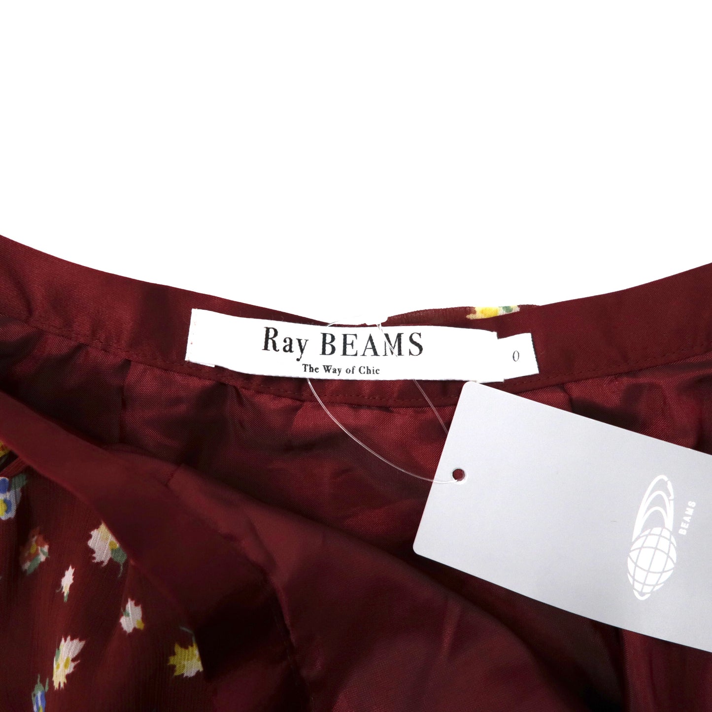 Ray BEAMS プリントティアードマキシスカート 0 レッド 花柄 未使用品