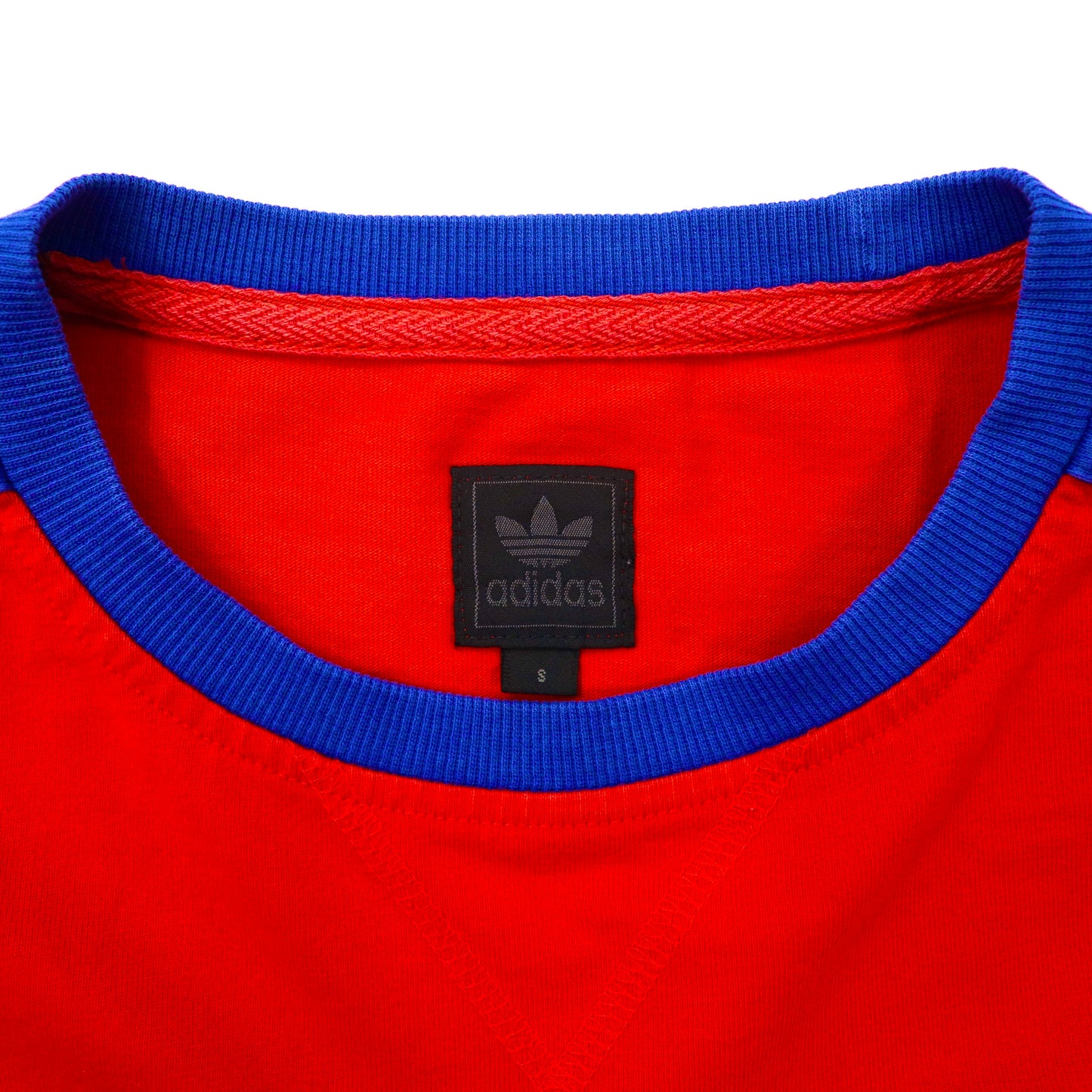 adidas originals リンガーTシャツ S レッド コットン トレフォイルロゴ刺繍 ３ストライプス ナンバリング ドミニカ共和国