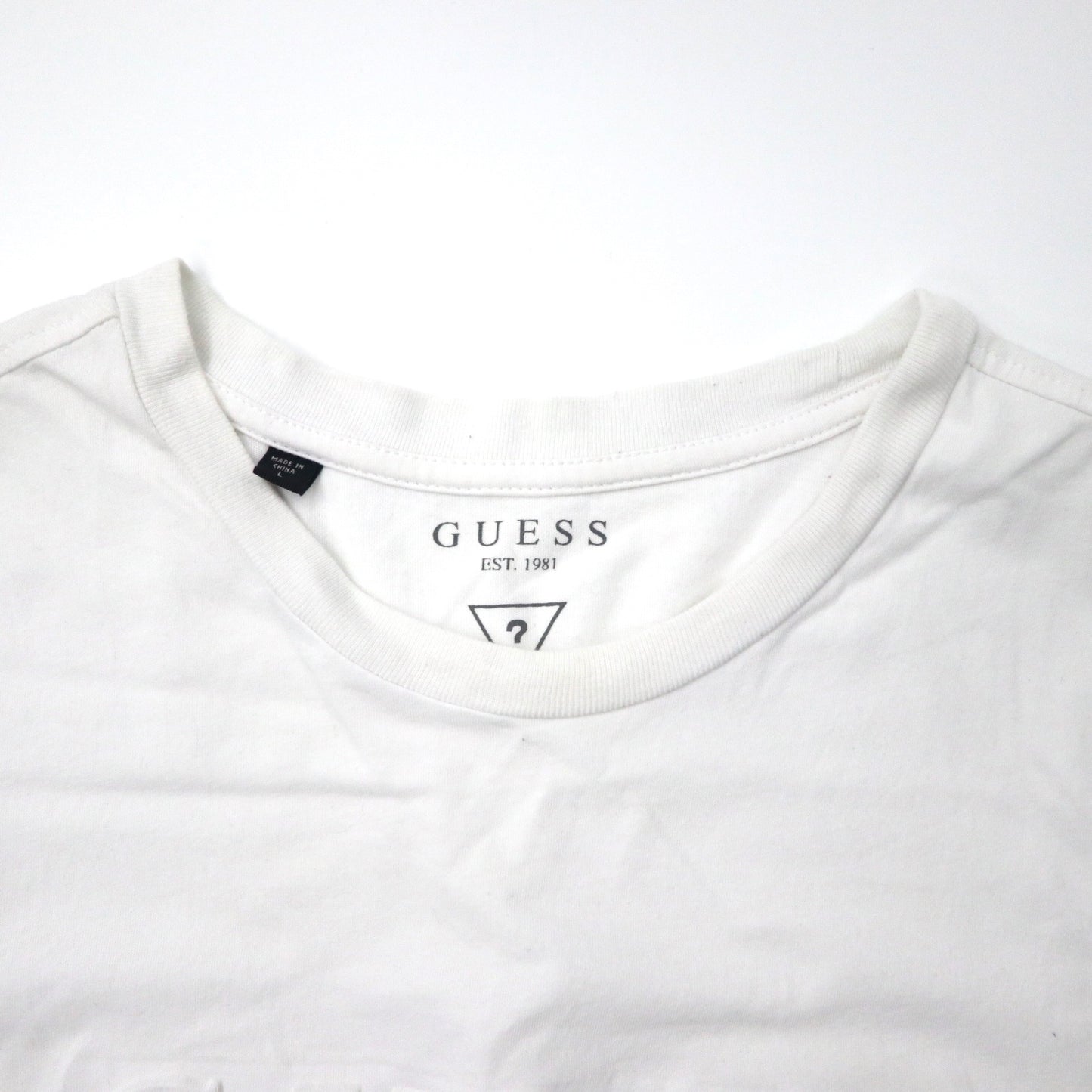 GUESS エンボスロゴTシャツ L ホワイト コットン